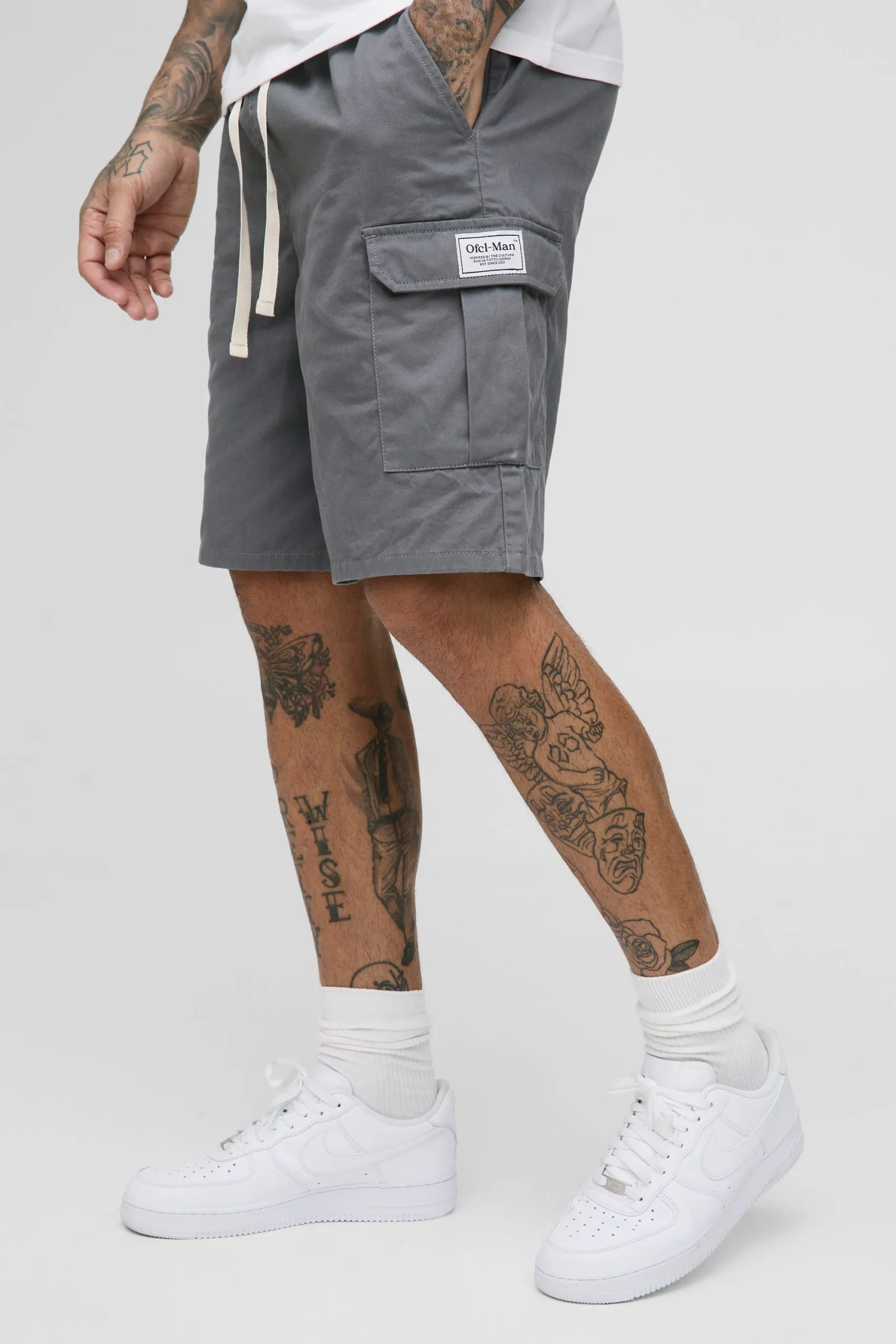 Tall Relaxed Fit Woven Tab Cargo Shorts