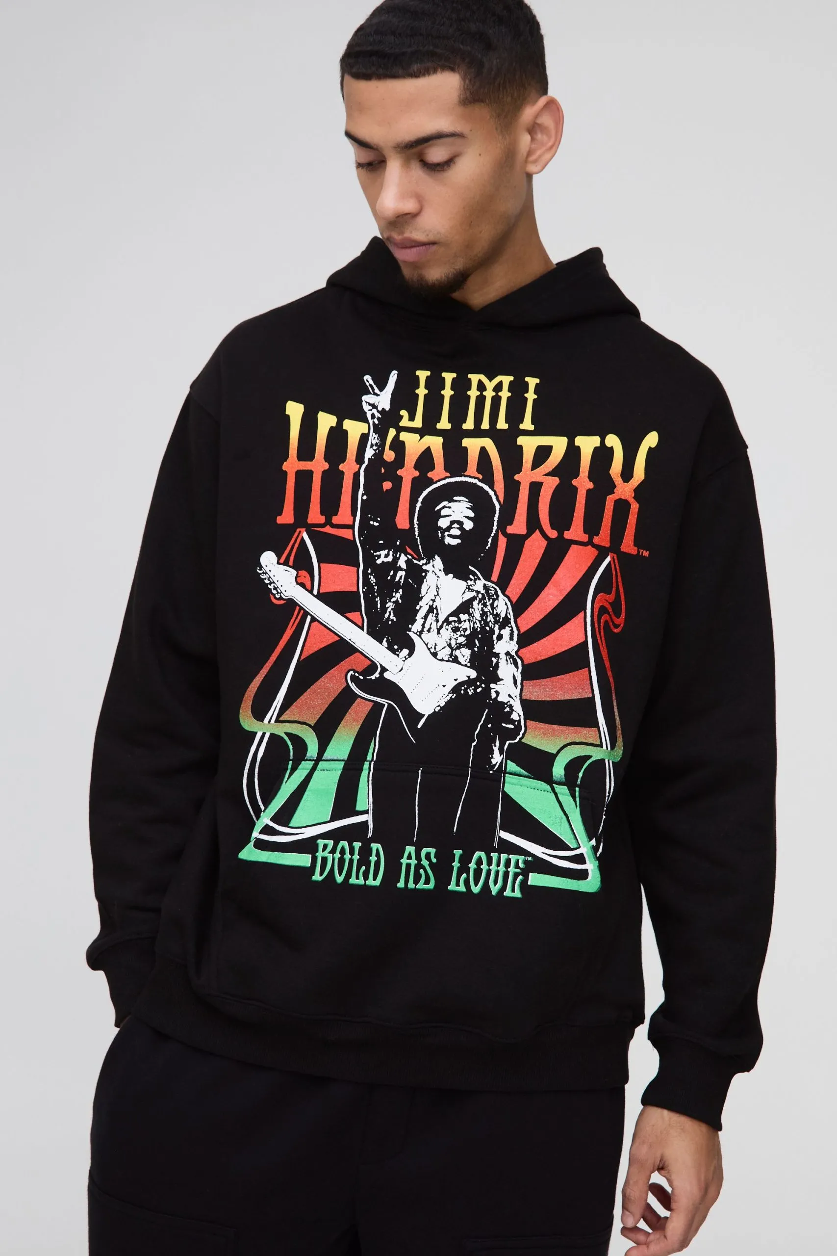 Oversized Jimi Hendrix License Print Hoodie