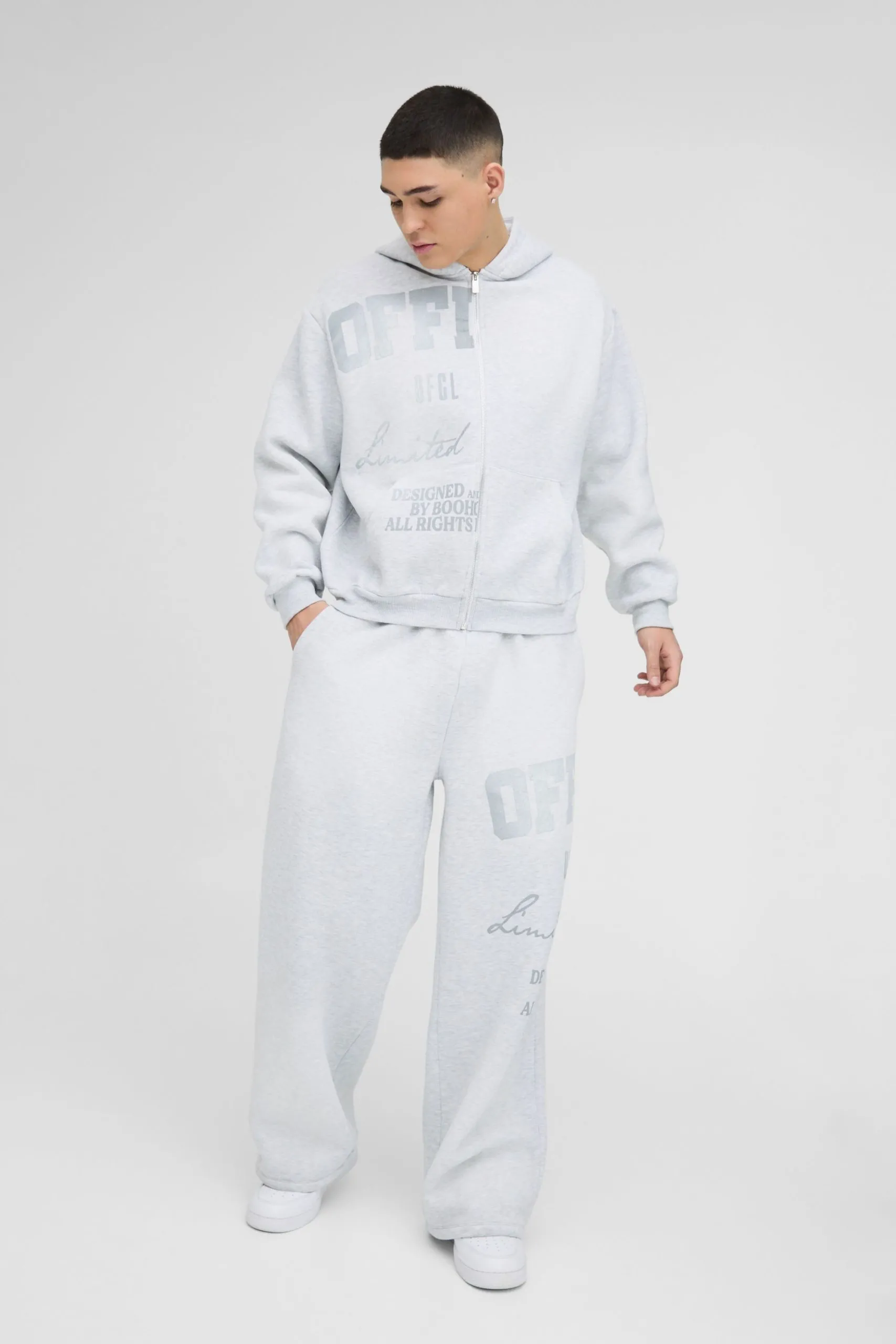 Oversized Boxy Official Crackle Print Spray Wash Wide Leg Tracksuit