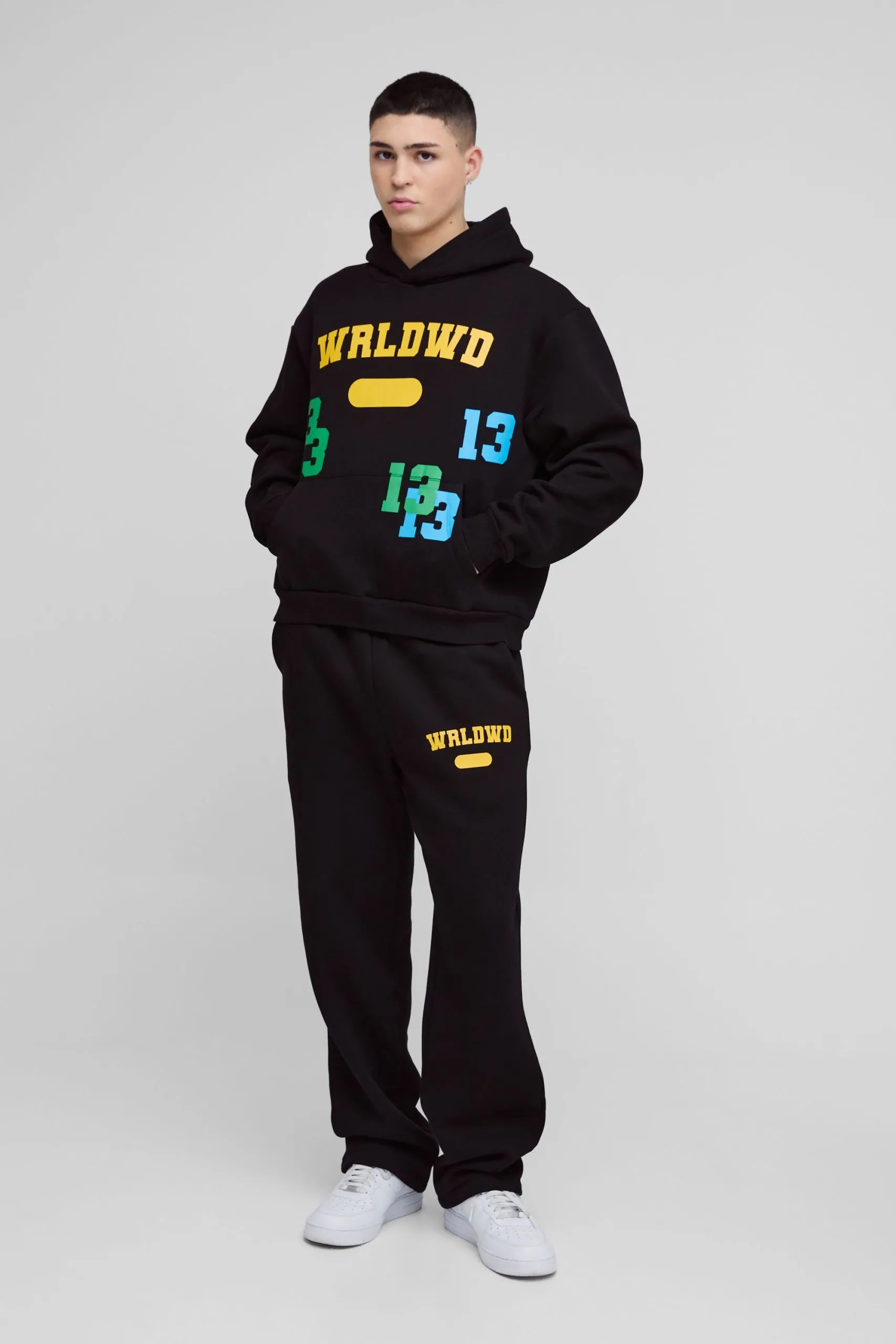 Oversized Boxy Worldwide 13 Embroidered Varsity Tracksuit