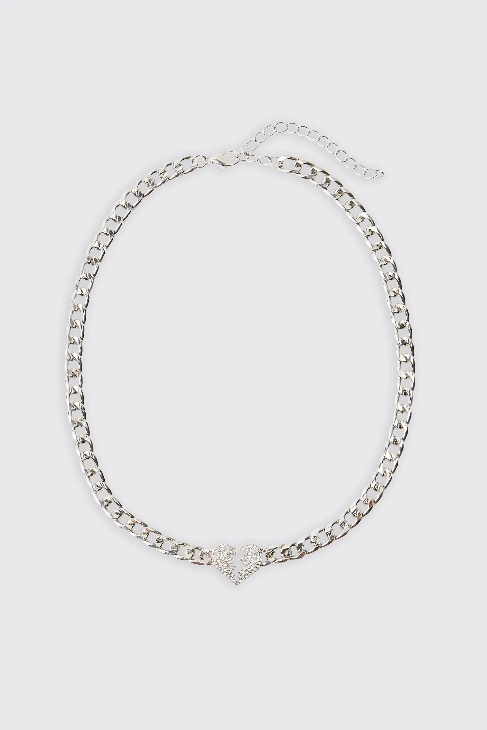 Iced Heart Necklace In Silver