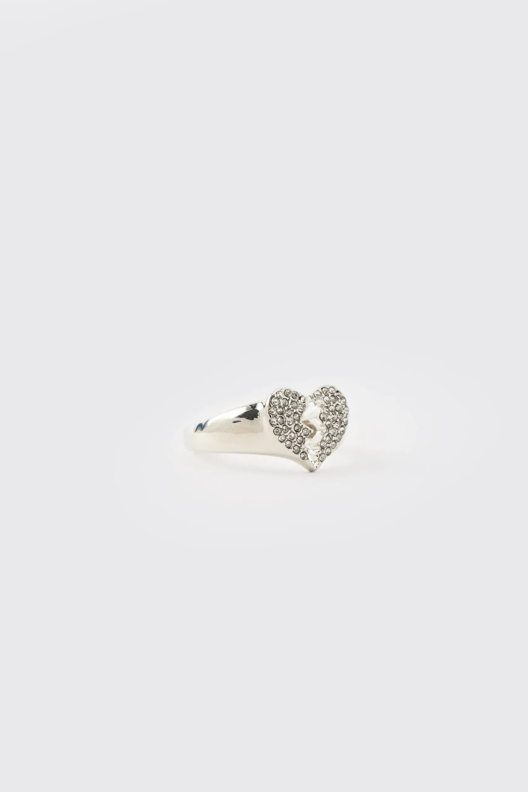 Iced Broken Heart Ring In Silver