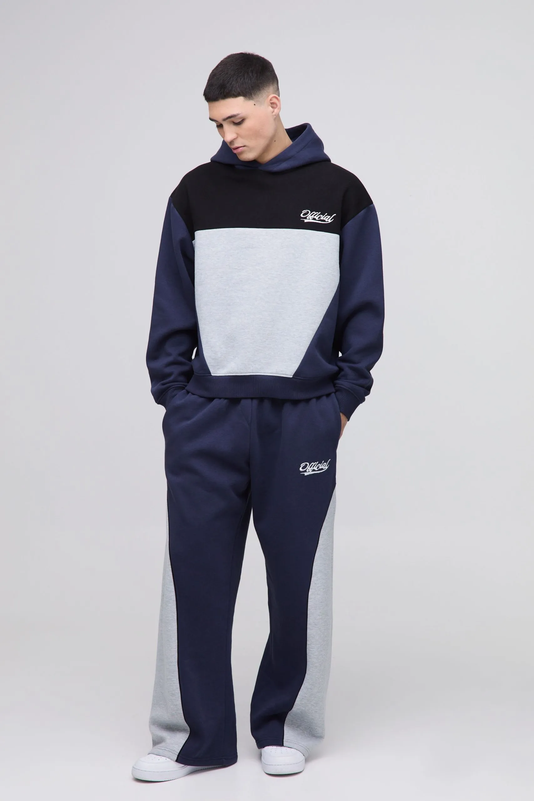 Oversized Boxy Official Colour Block Hooded Tracksuit