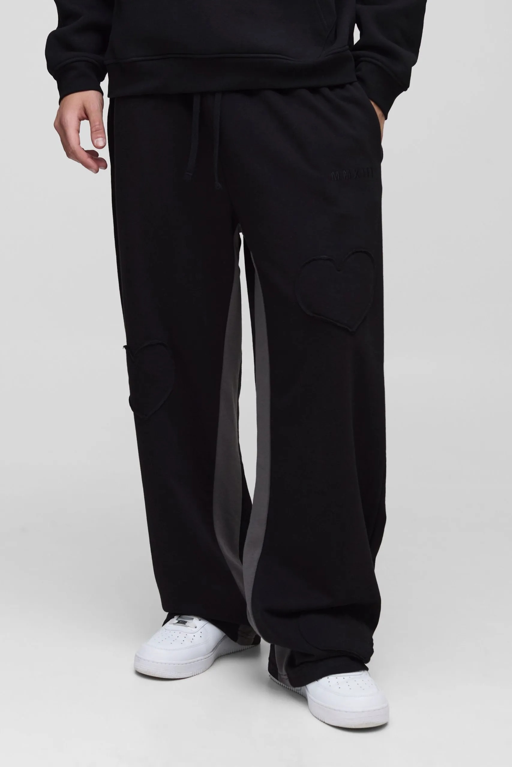 Wide Leg Heart Applique Joggers