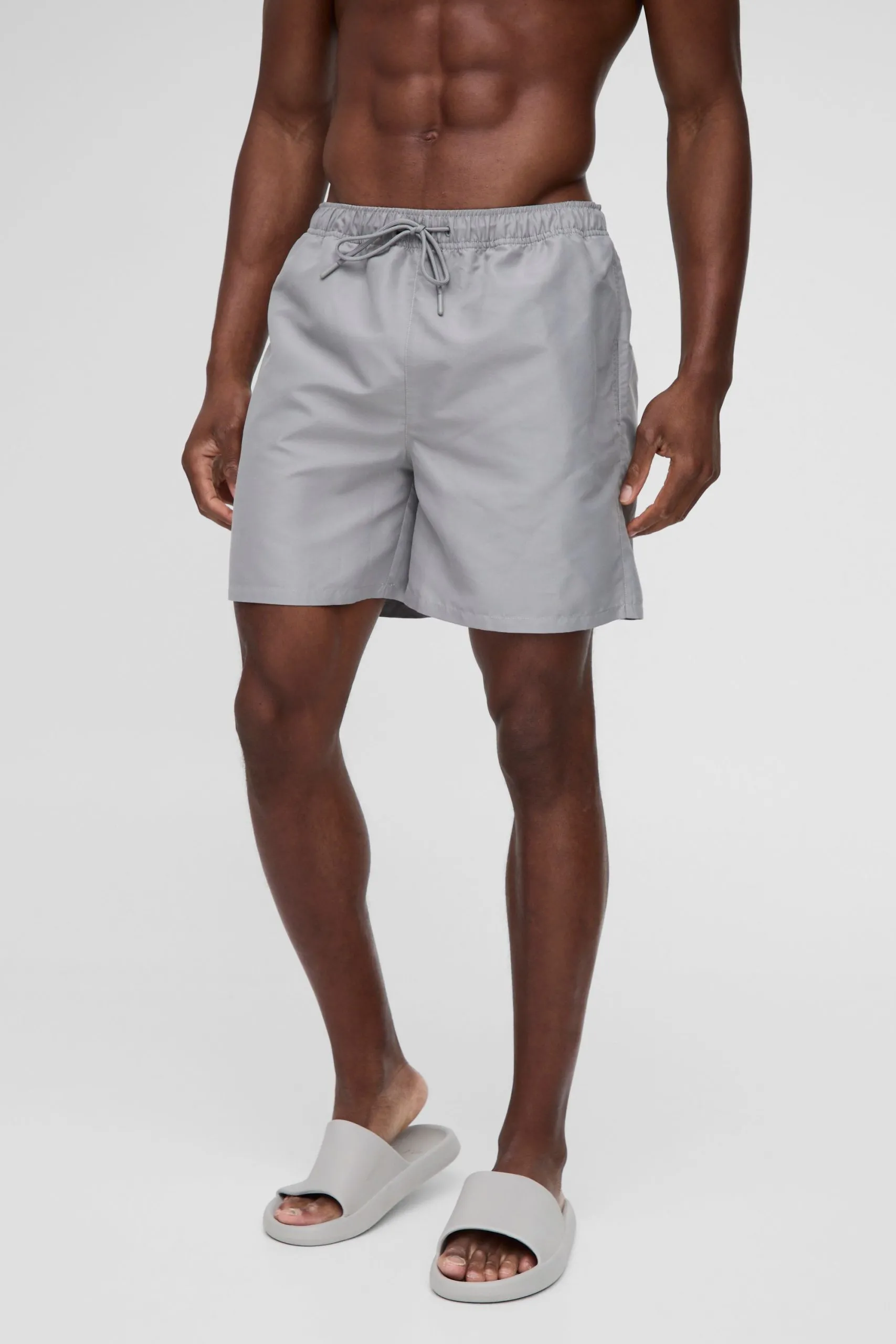 Mid Length Swim Short in Grey