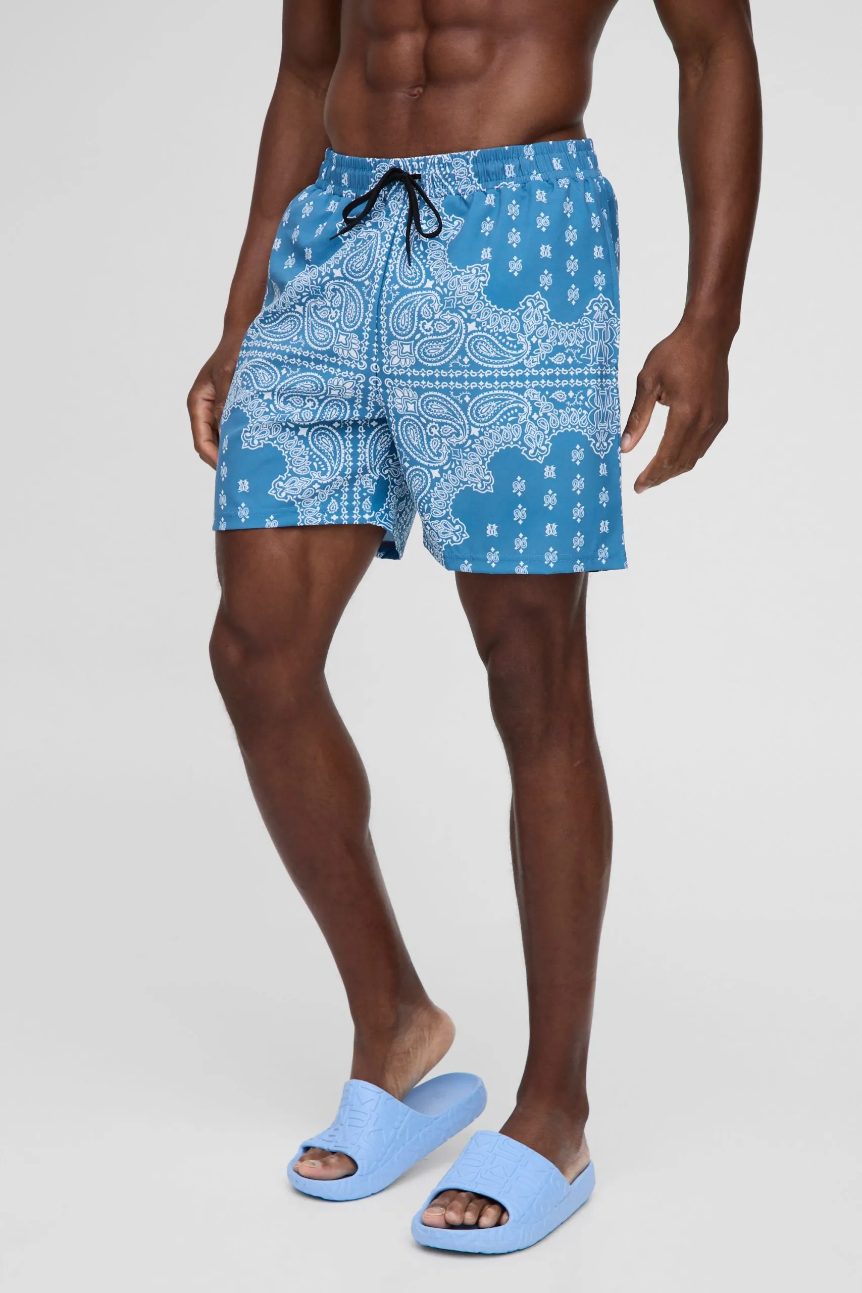 Mid Length Bandana Printed Swim Short
