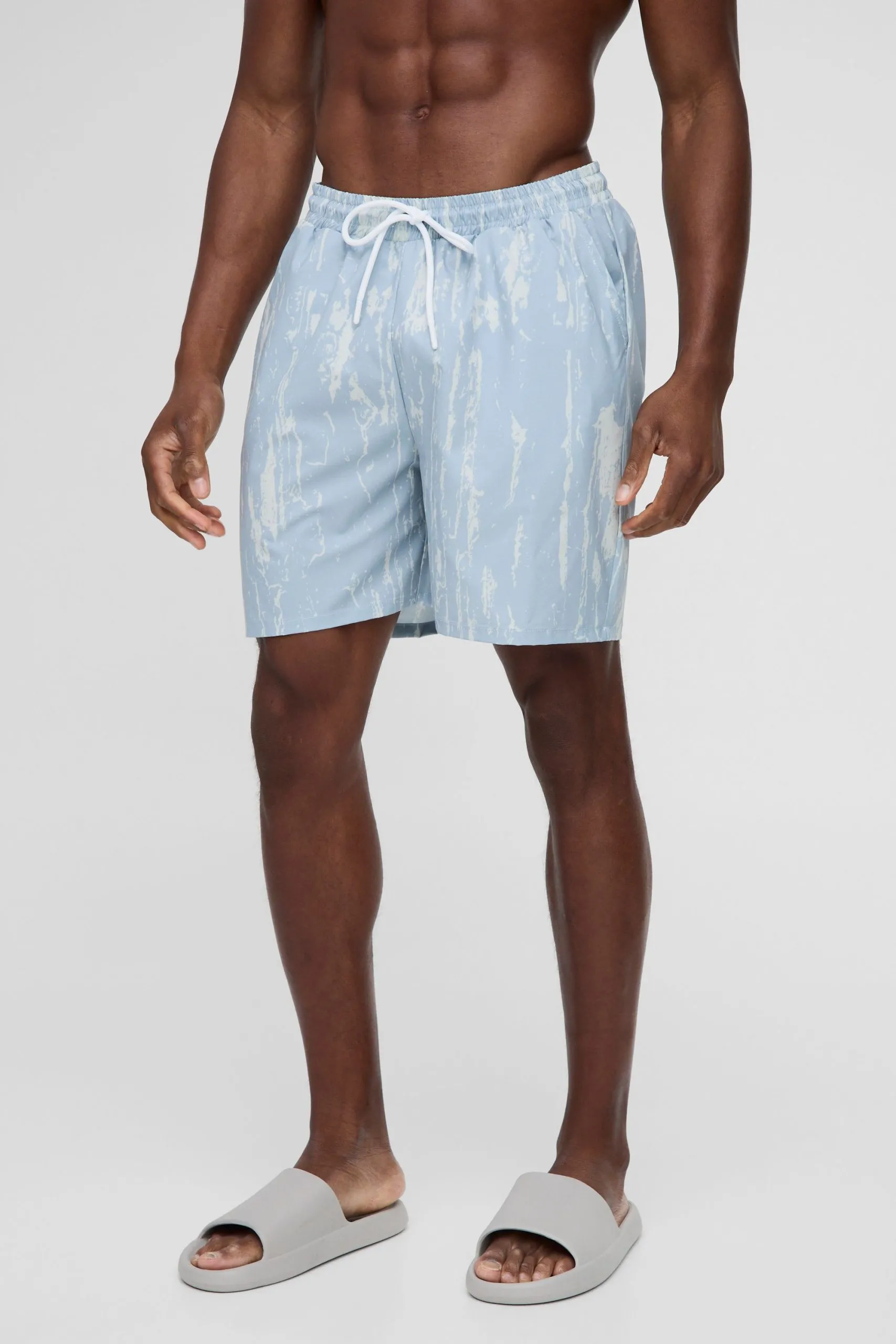 Regular Print Mid Length Abstract Printed Swim Short