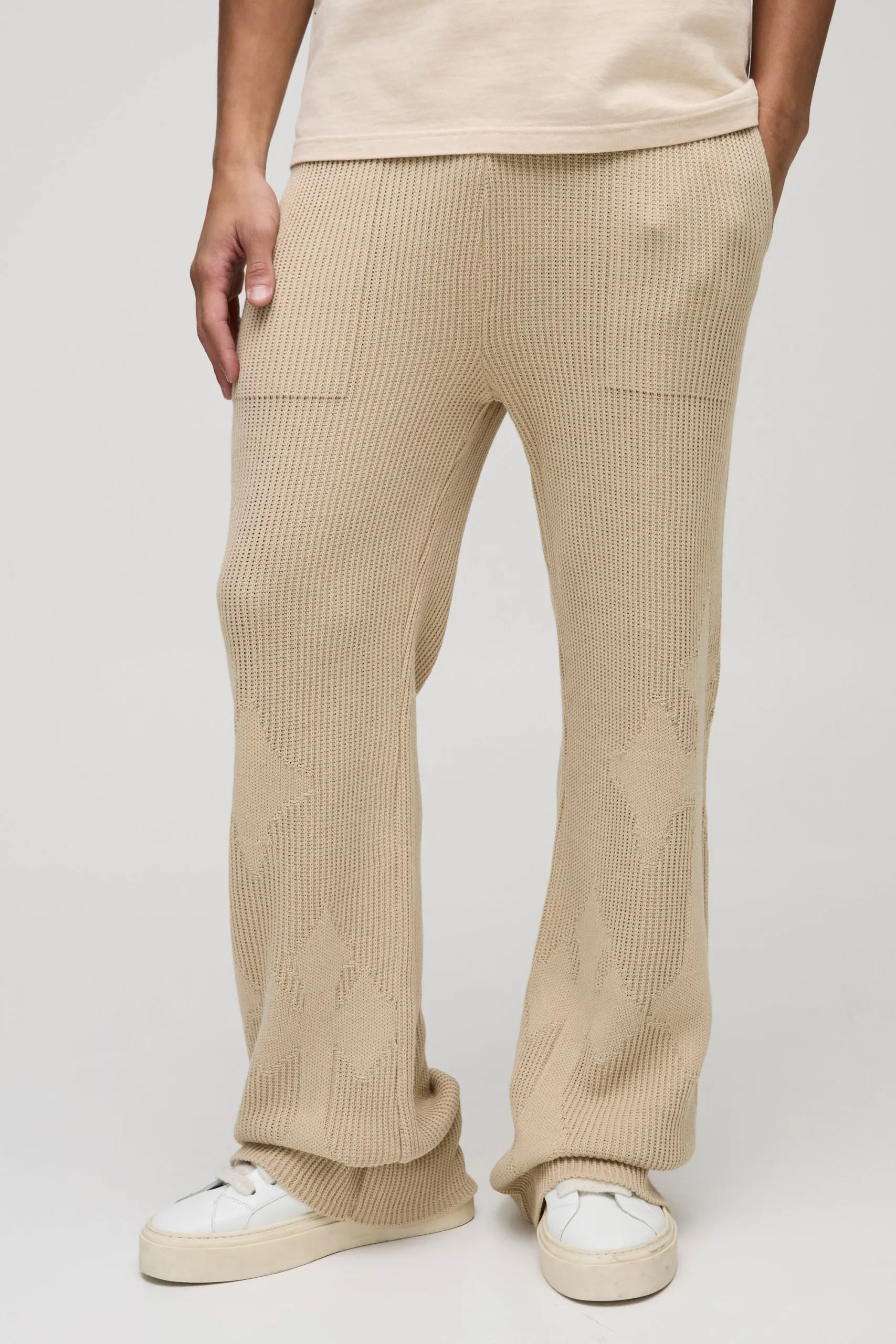 Slim Fit Flared Ribbed Cross Knitted Jogger