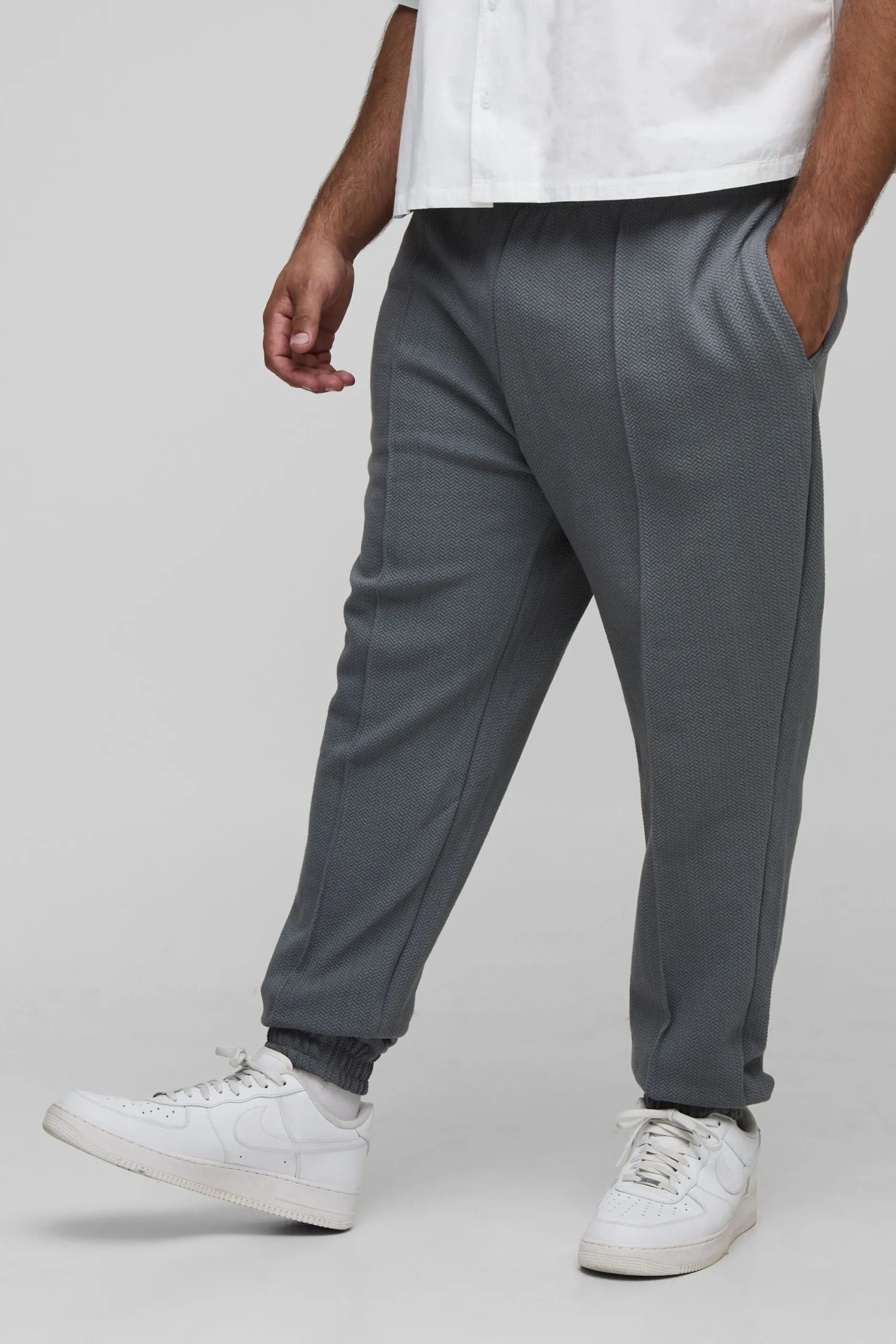 Plus Jacquard Regular Pin Tuck Joggers