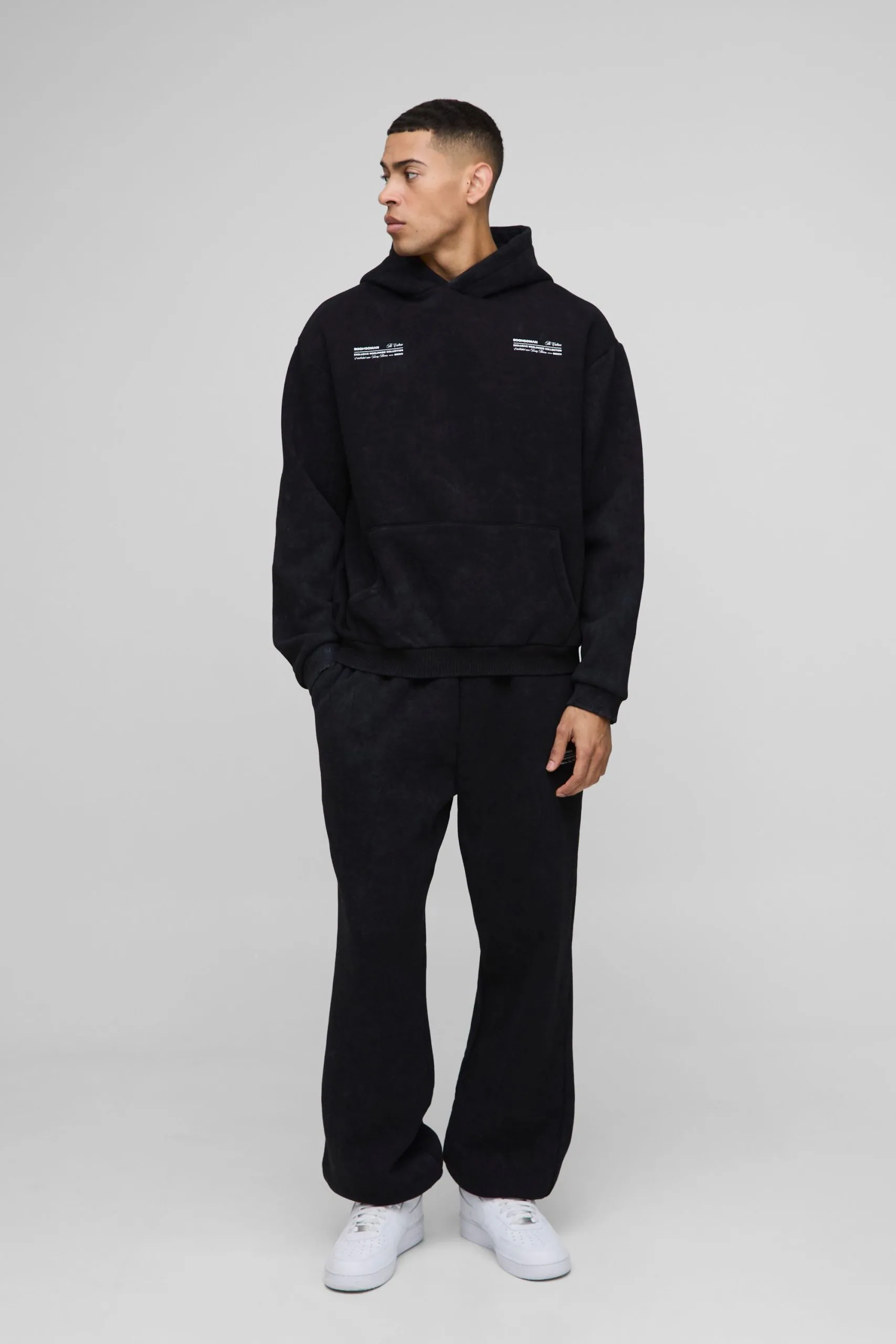 Oversized Boxy Man Wash Hooded Tracksuit