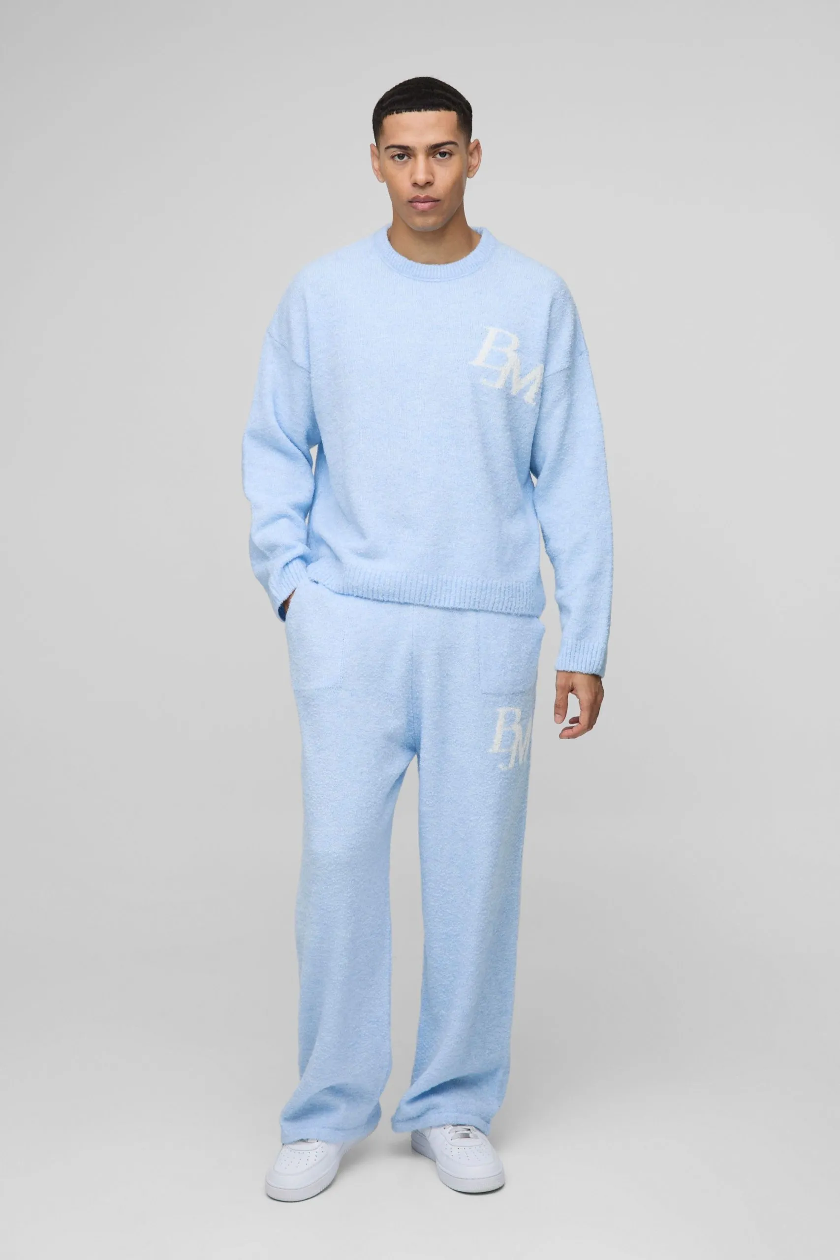 BM Oversized Boxy Boucle Knitted Tracksuit