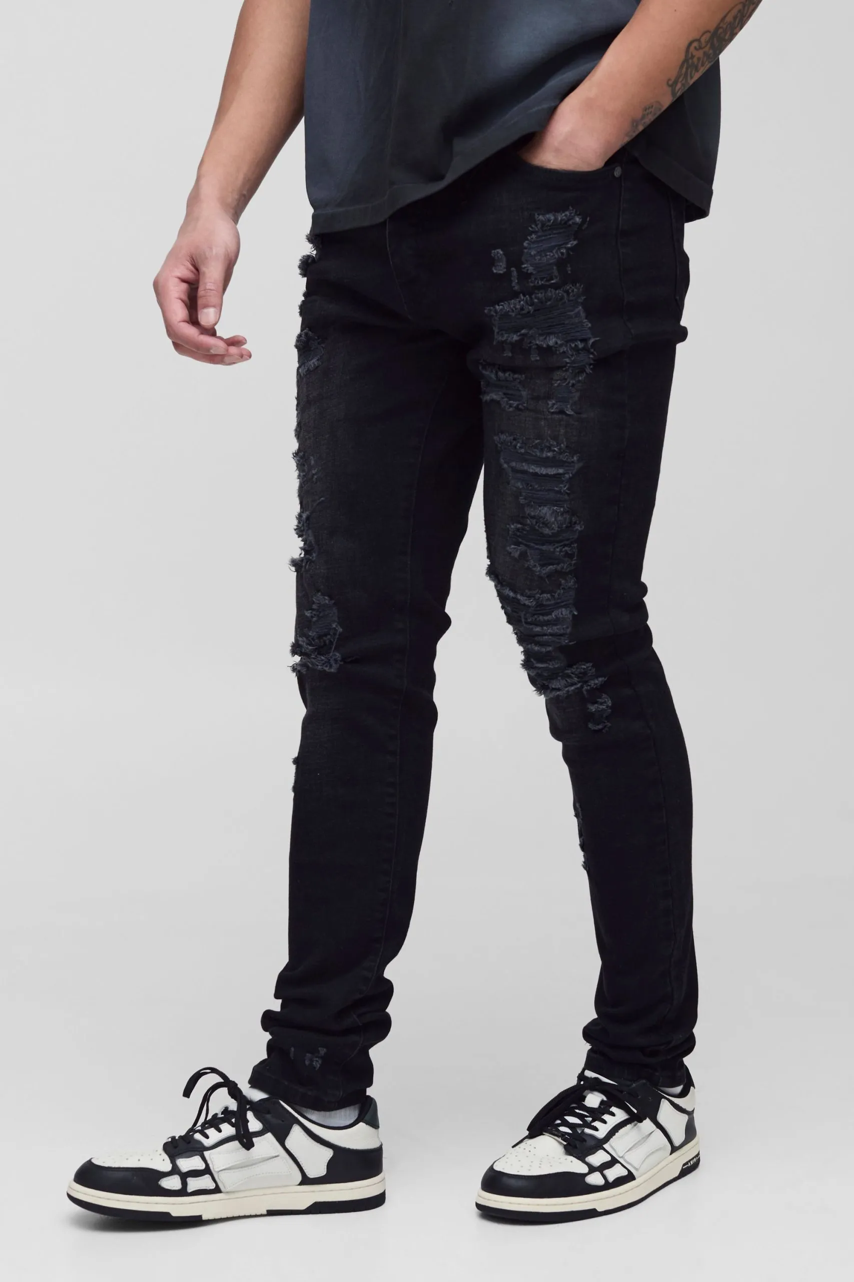 Tall Skinny Stretch All Over Rip Jeans