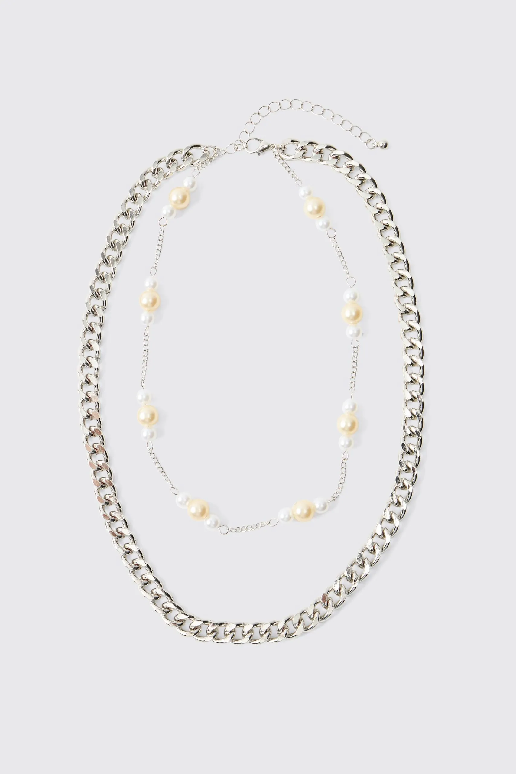Mock Pearl Charm Chain Necklace