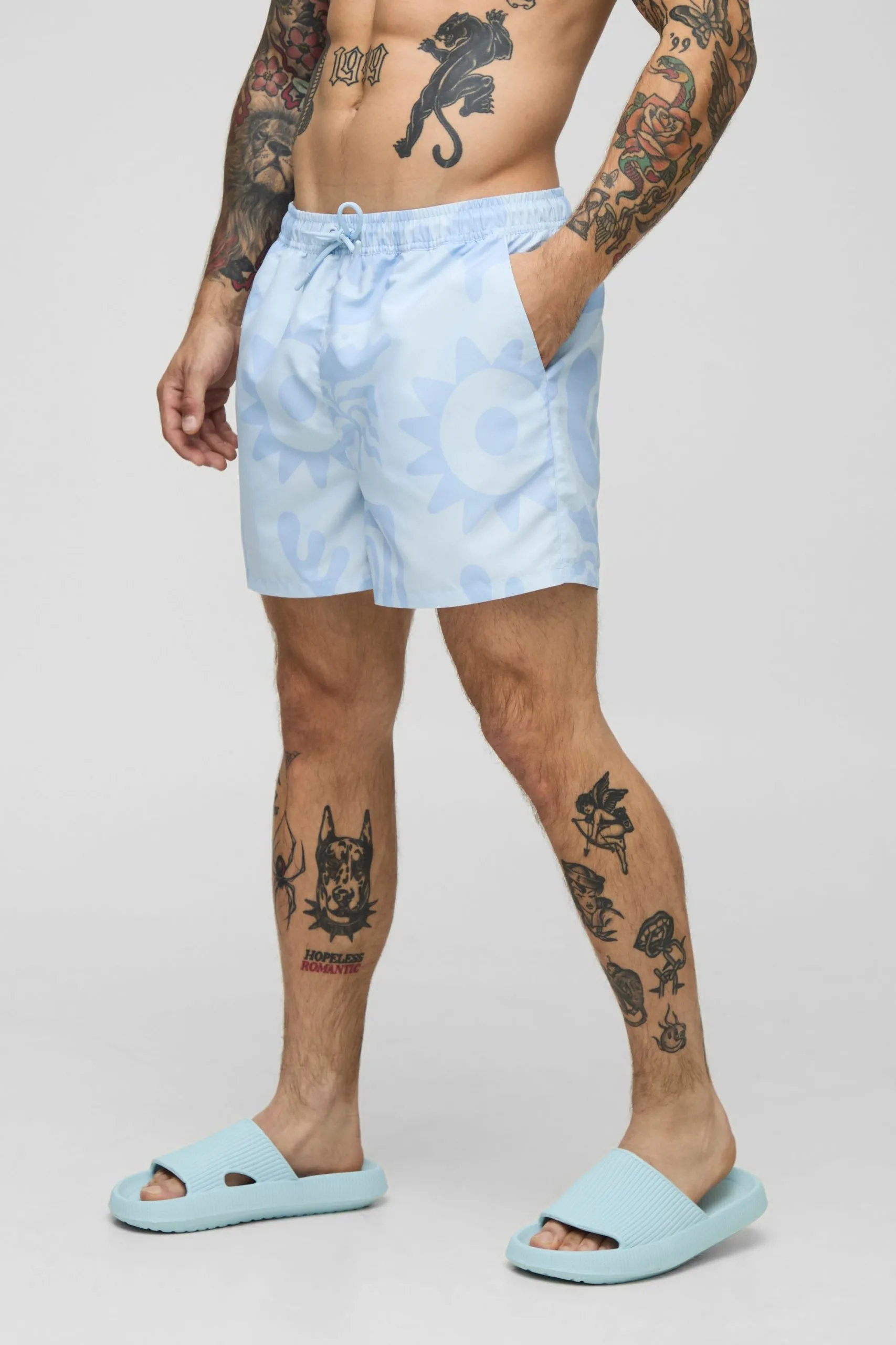 Short Length  Abstract Print Swim Short