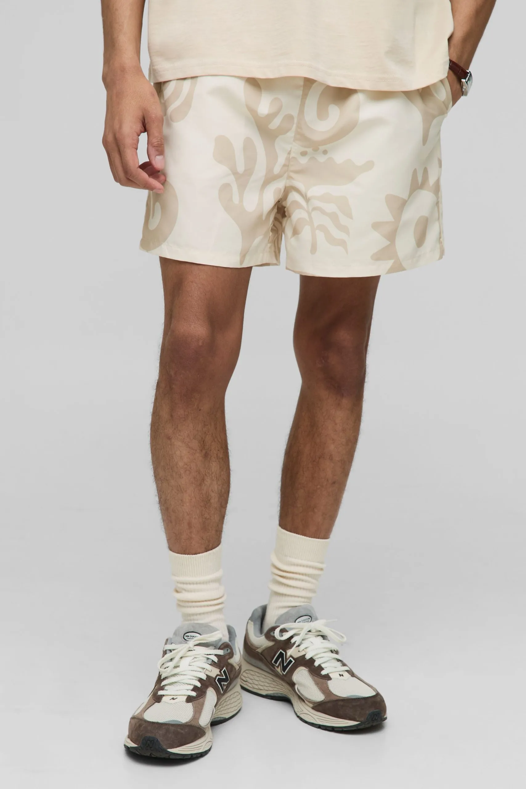 Short Length Abstract Print Swim Short