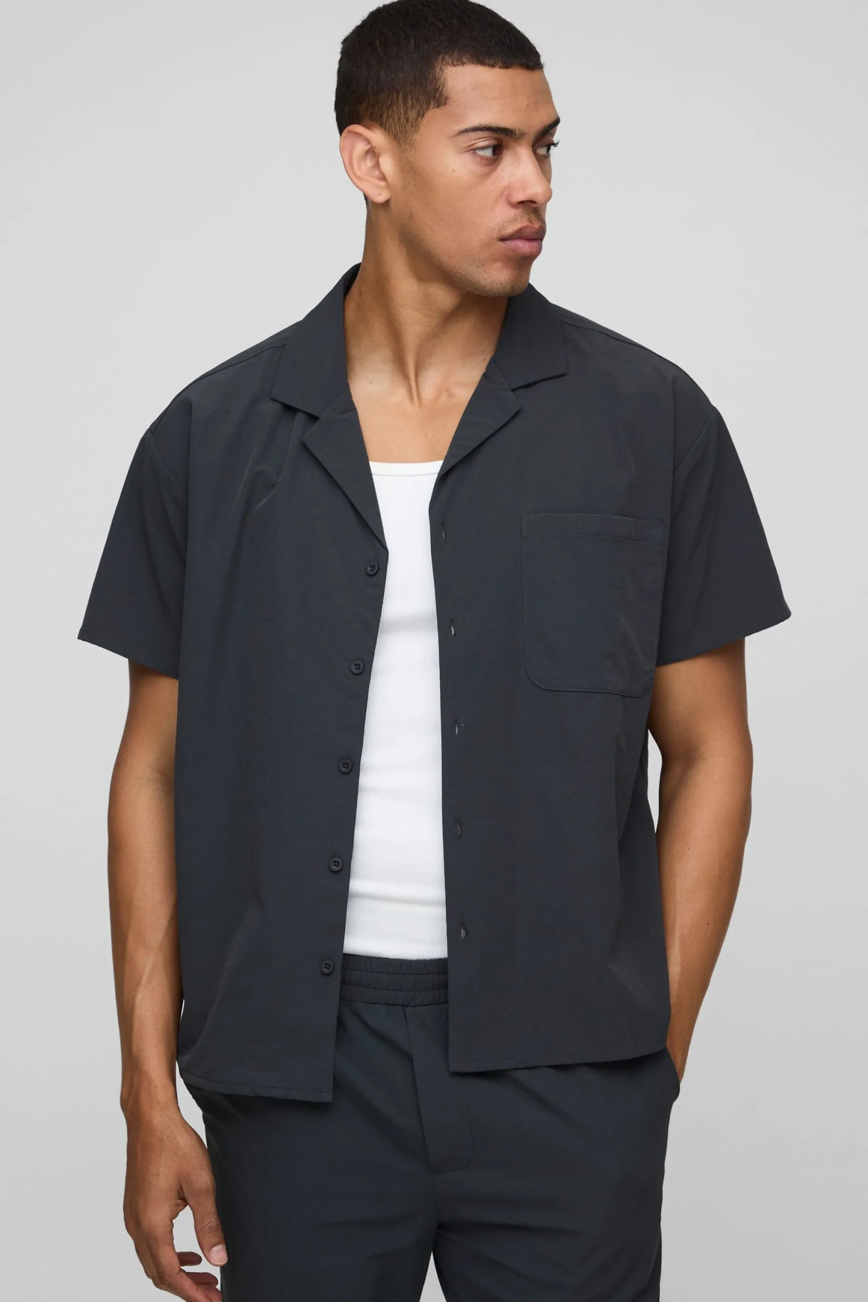 Short Sleeve Stretch Boxy Fit Shirt