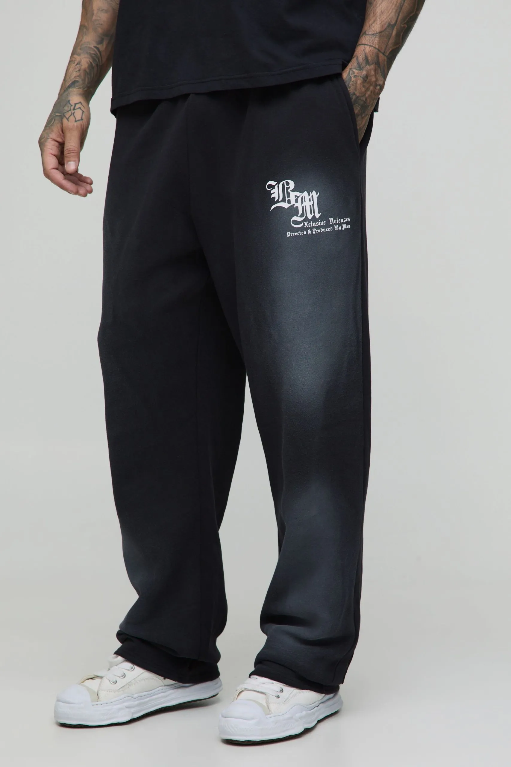 Tall Oversized Spray Wash Homme Applique Joggers