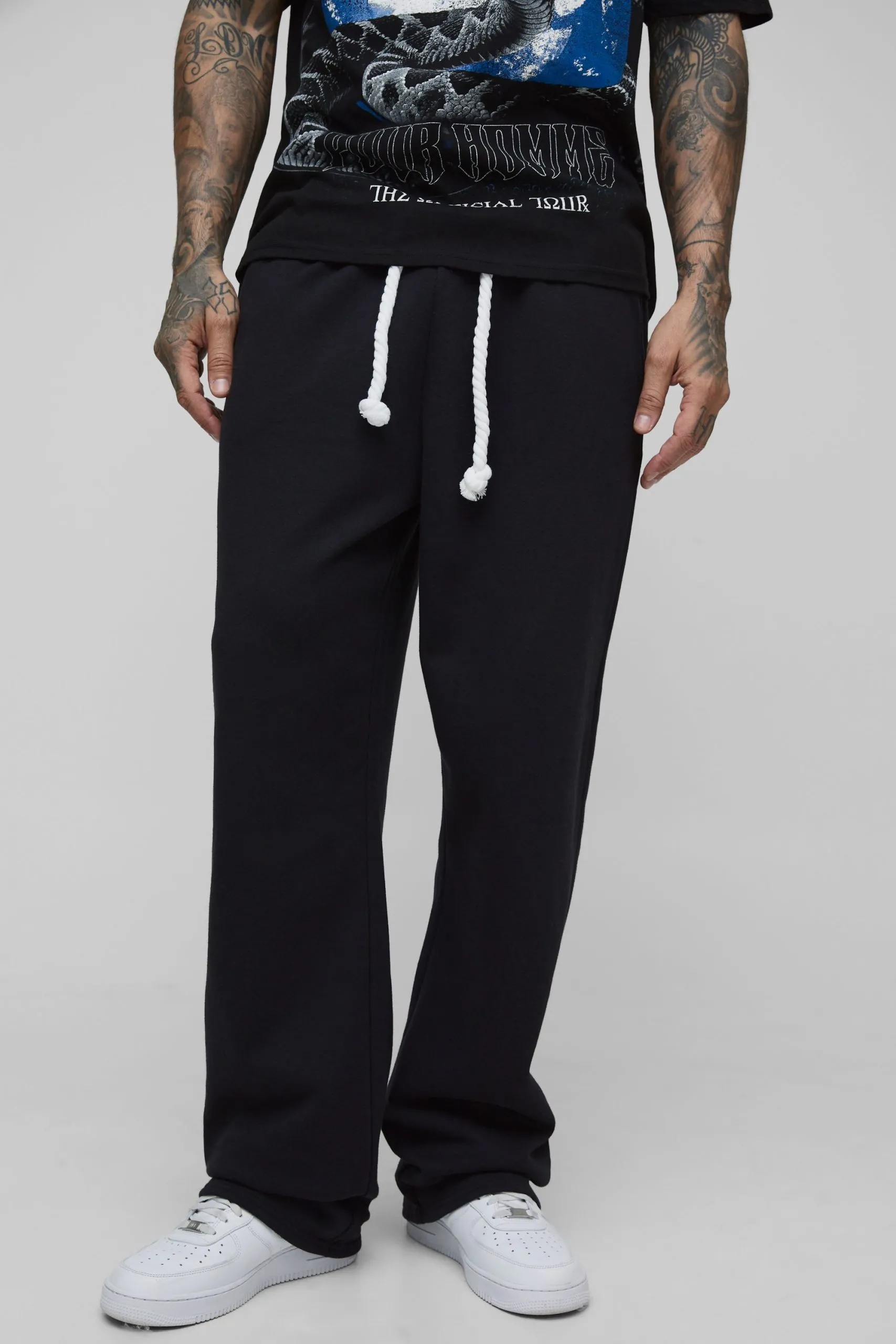 Tall Oversized Double Waistband Rope Drawcord Joggers