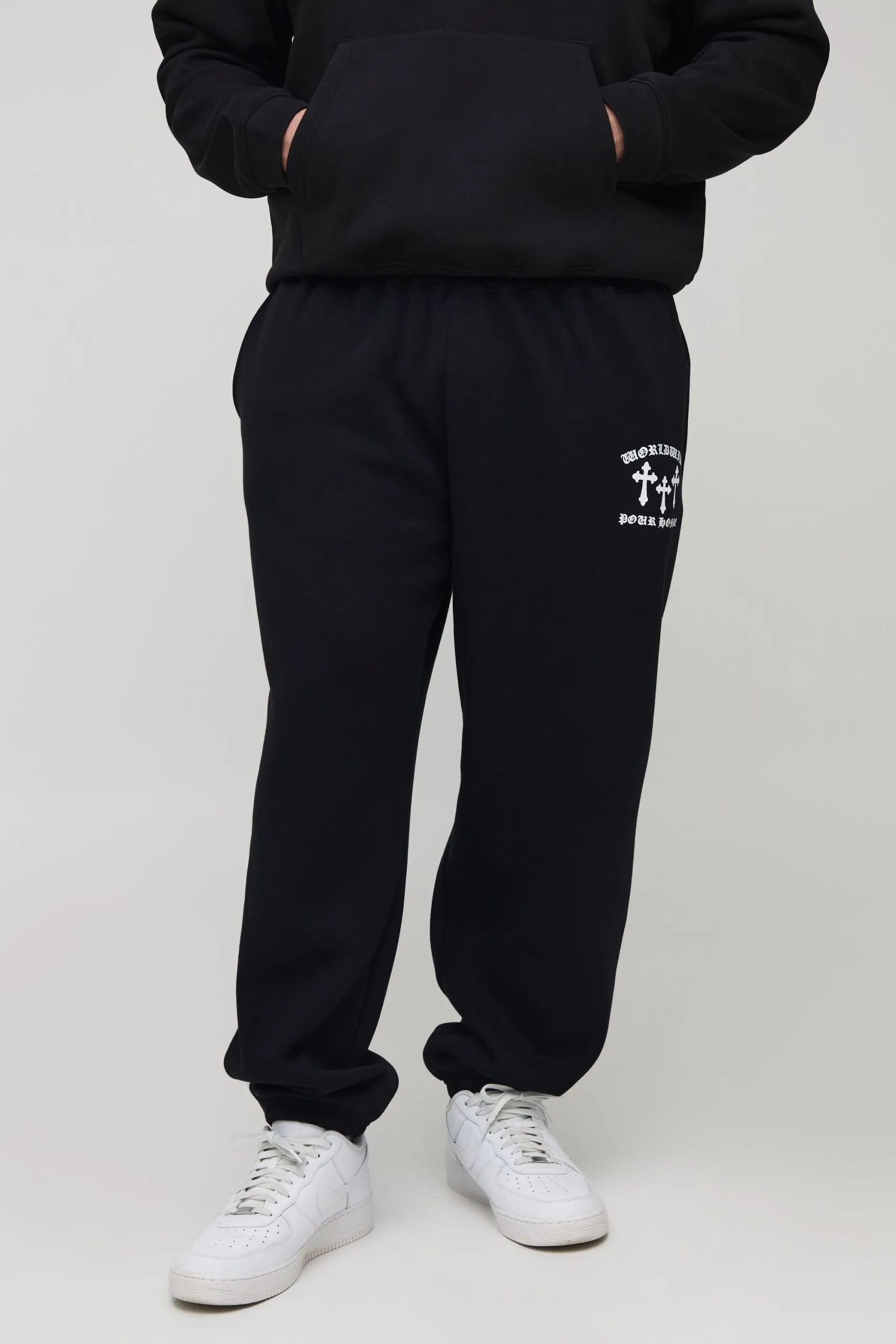Plus Cross Print Oversized Joggers