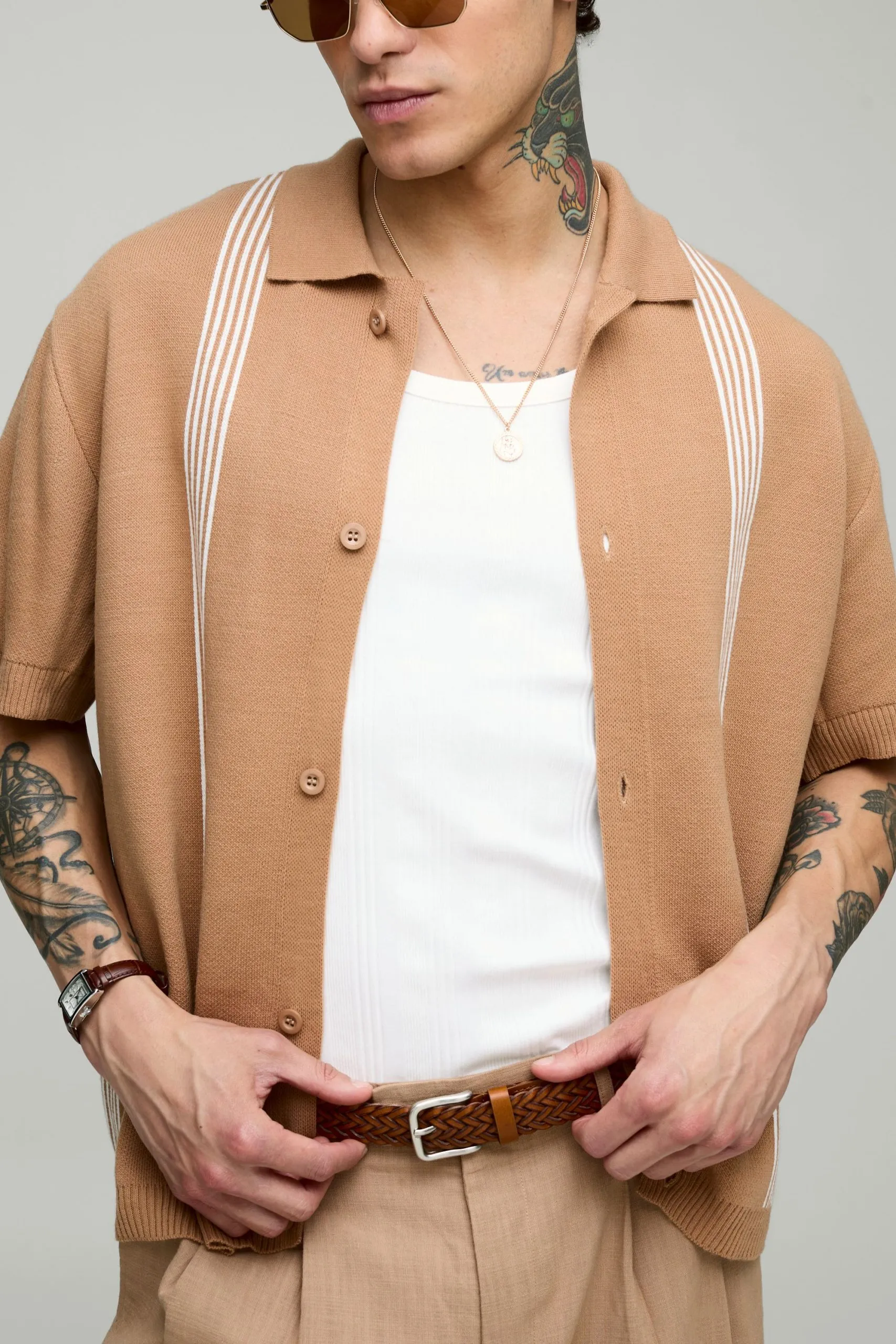 Boxy Knitted Stripe Shirt