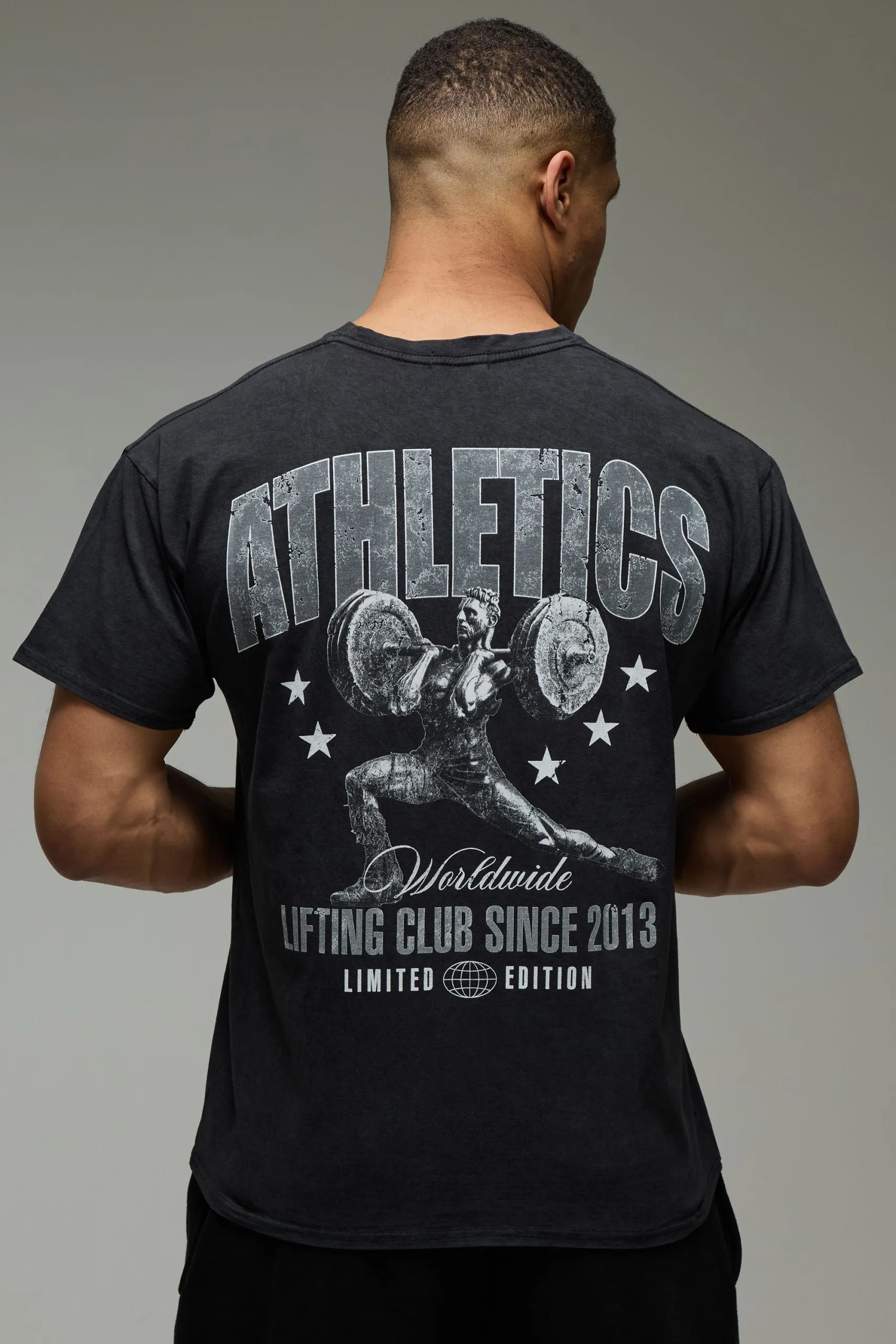 Man Active Washed Athletics Oversized T-shirt