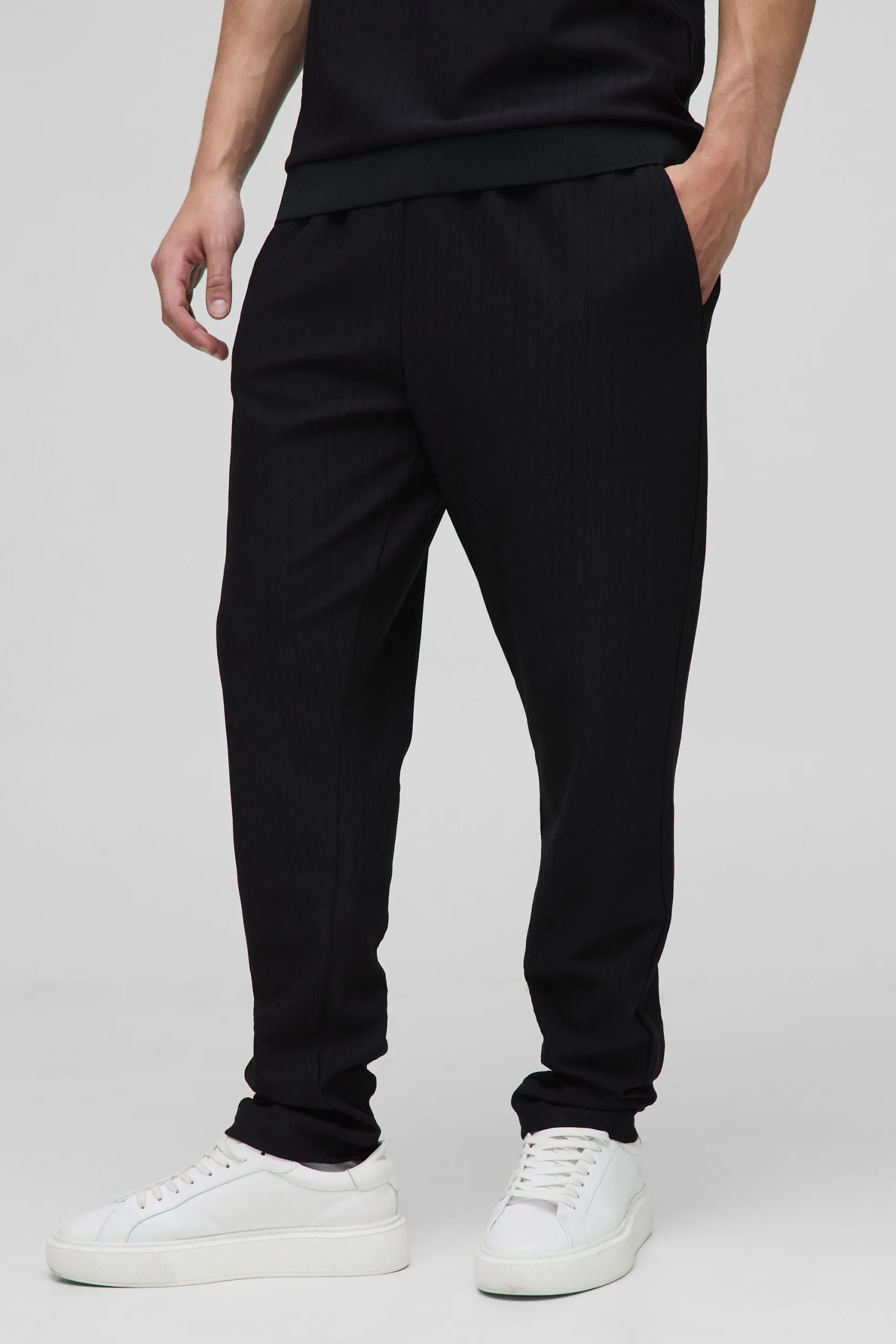 Slim Fit Textured Stripe Tapered Joggers