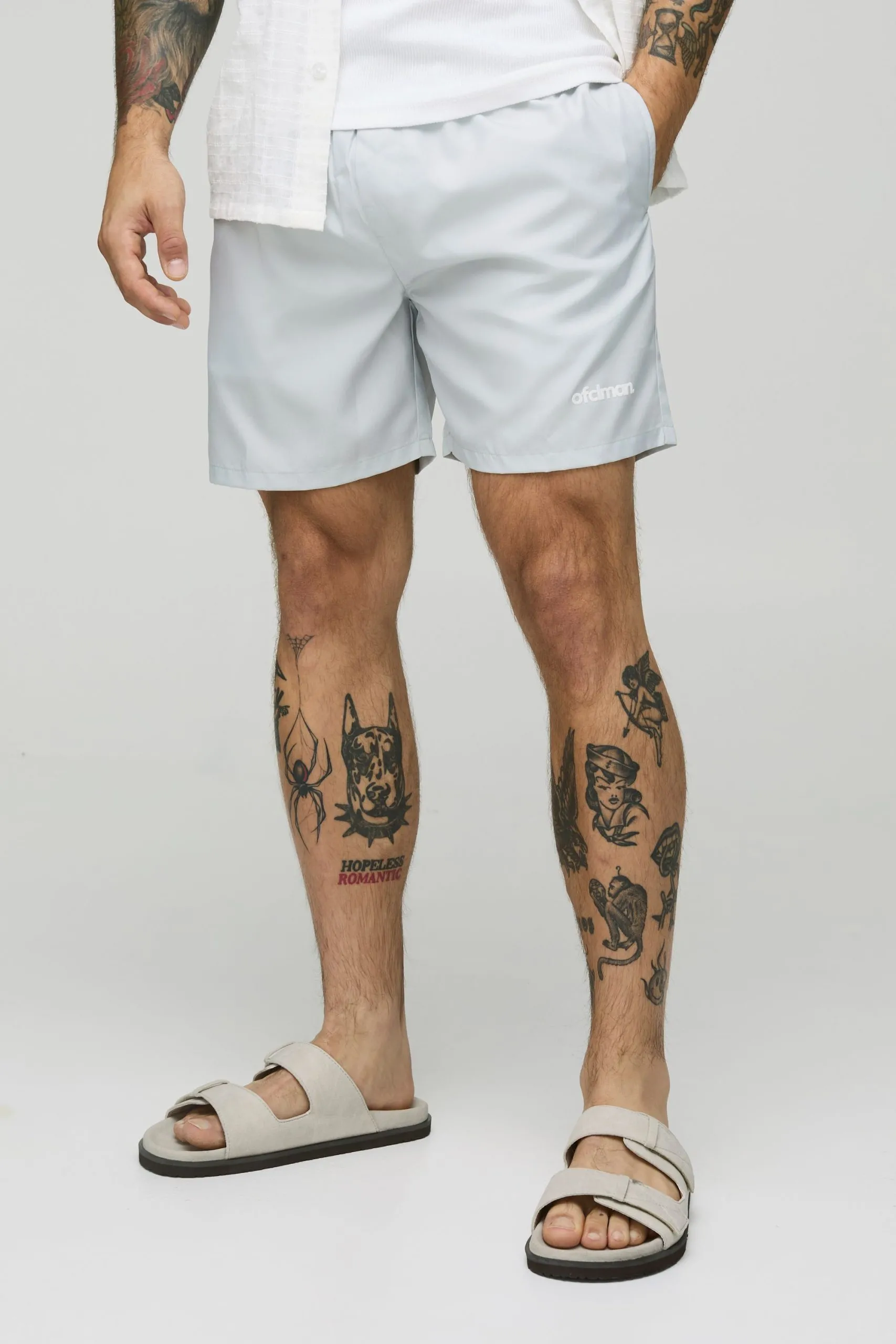 Mid Length Official Man Branded Swim Shorts