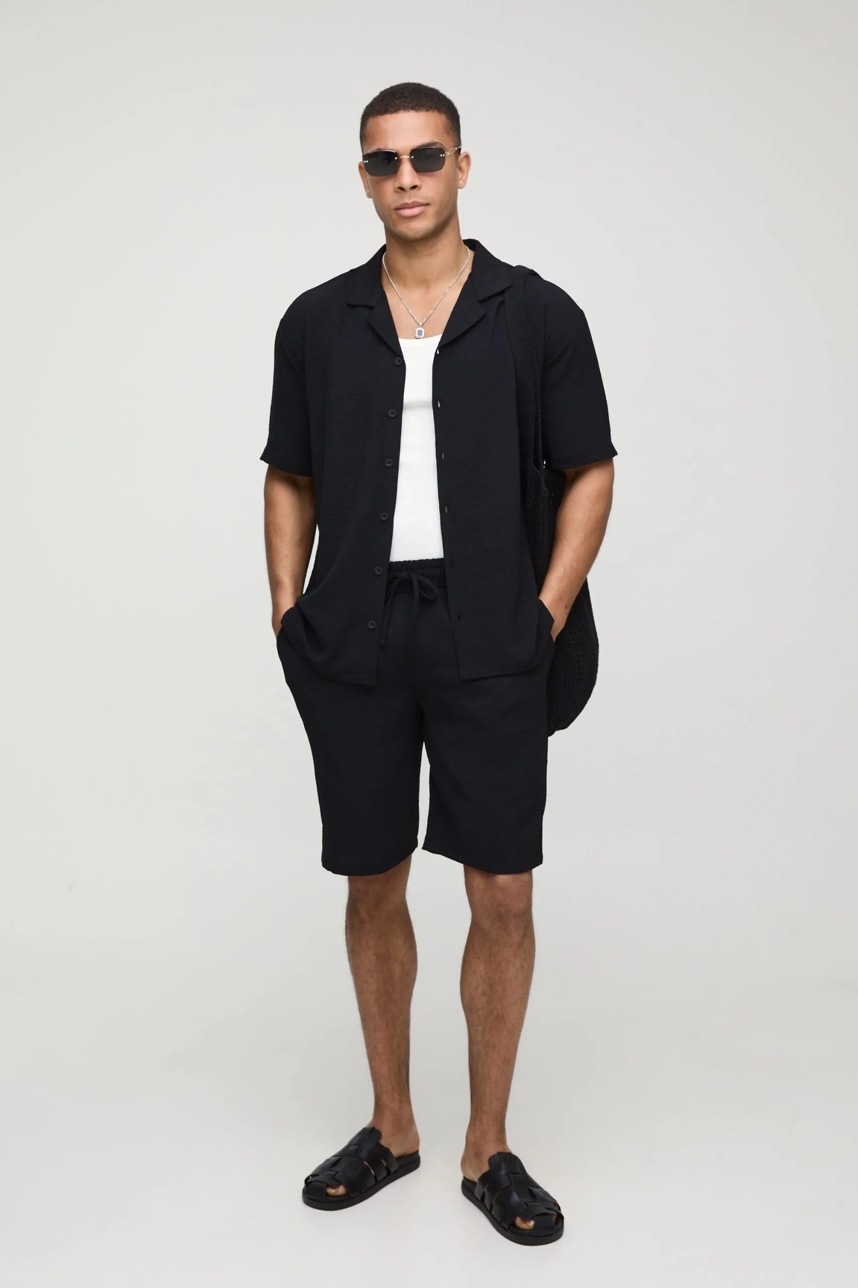 Oversized Crinkle Shirt & Relaxed Short Set