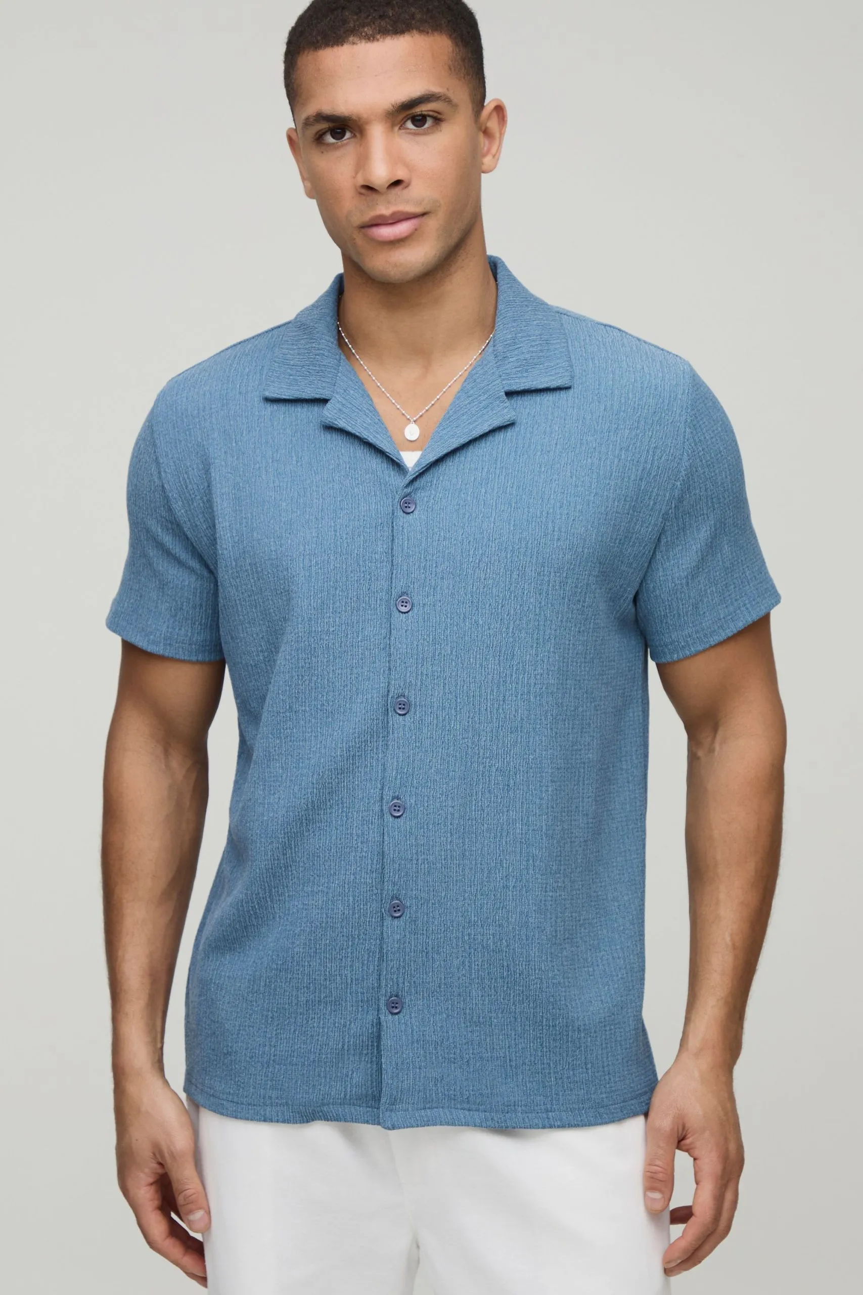 Crinkle Regular Revere Short Sleeve Shirt