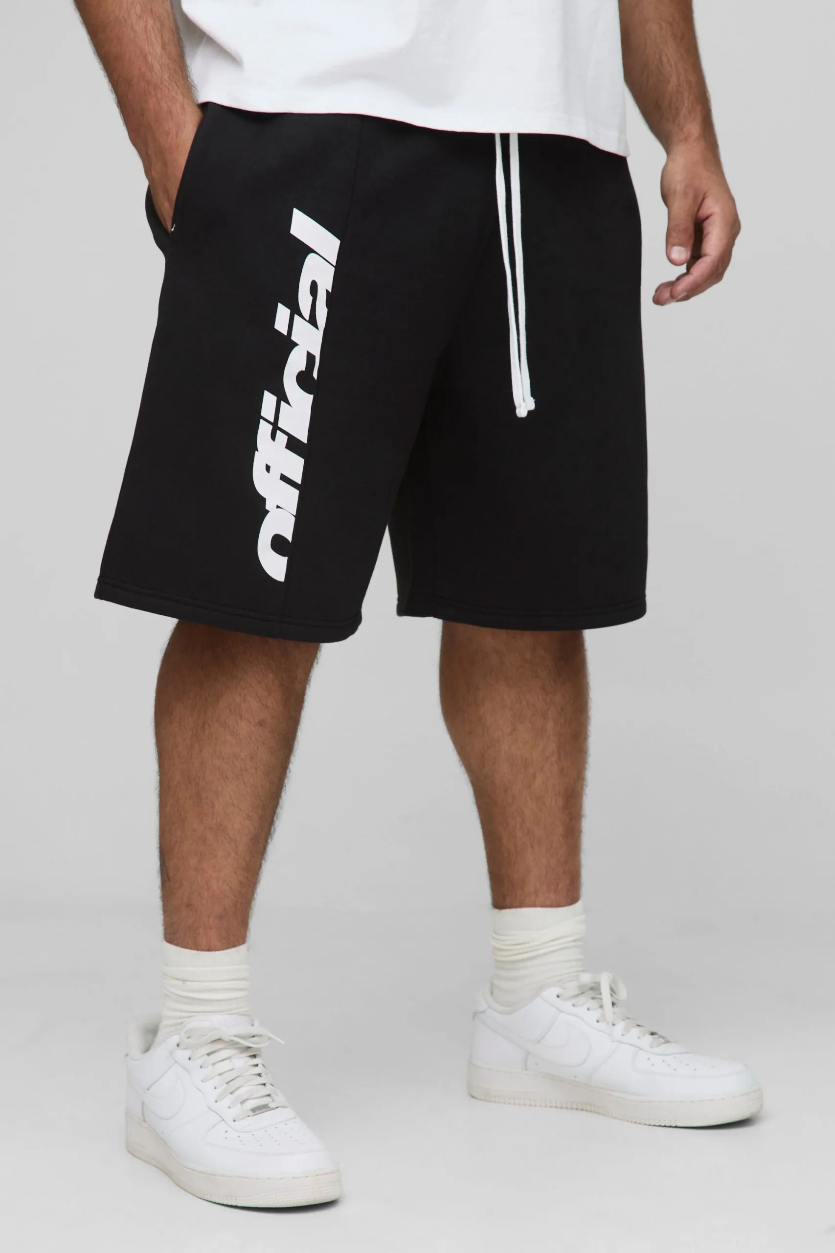 Plus Oversized Official Print Panel Jersey Shorts