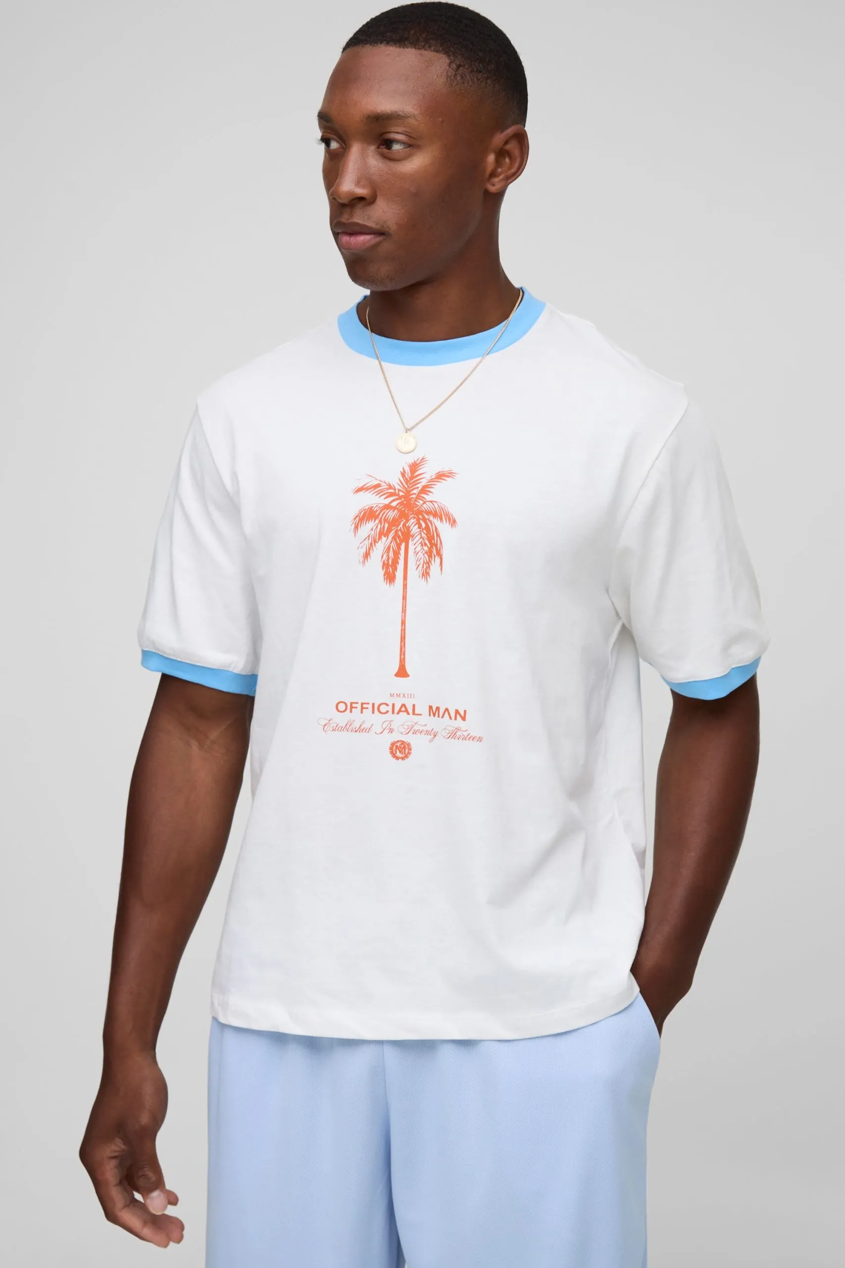 Boxy Palm Graphic Ringer T-Shirt