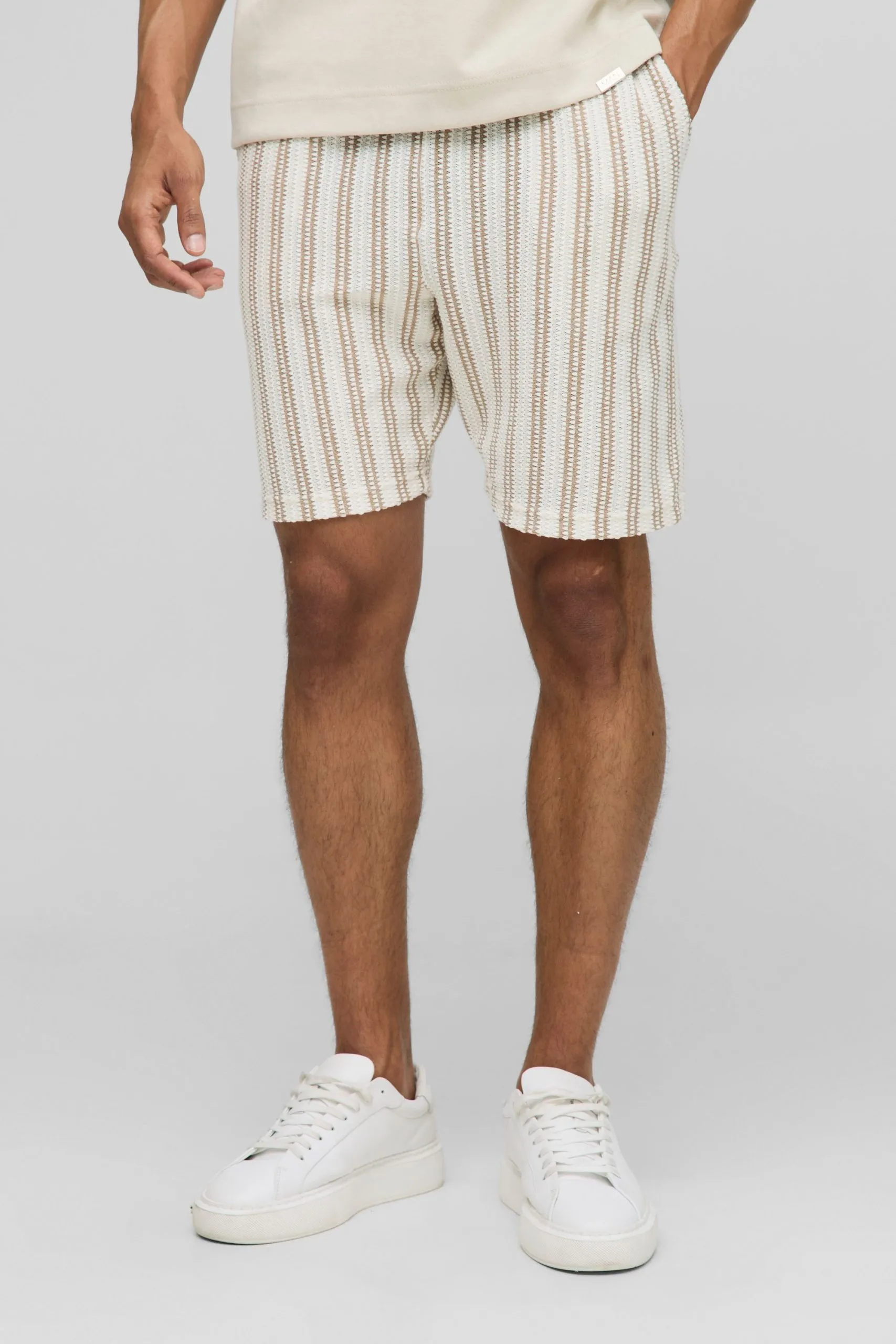 Elasticated Waist Slim Fit Crochet Shorts