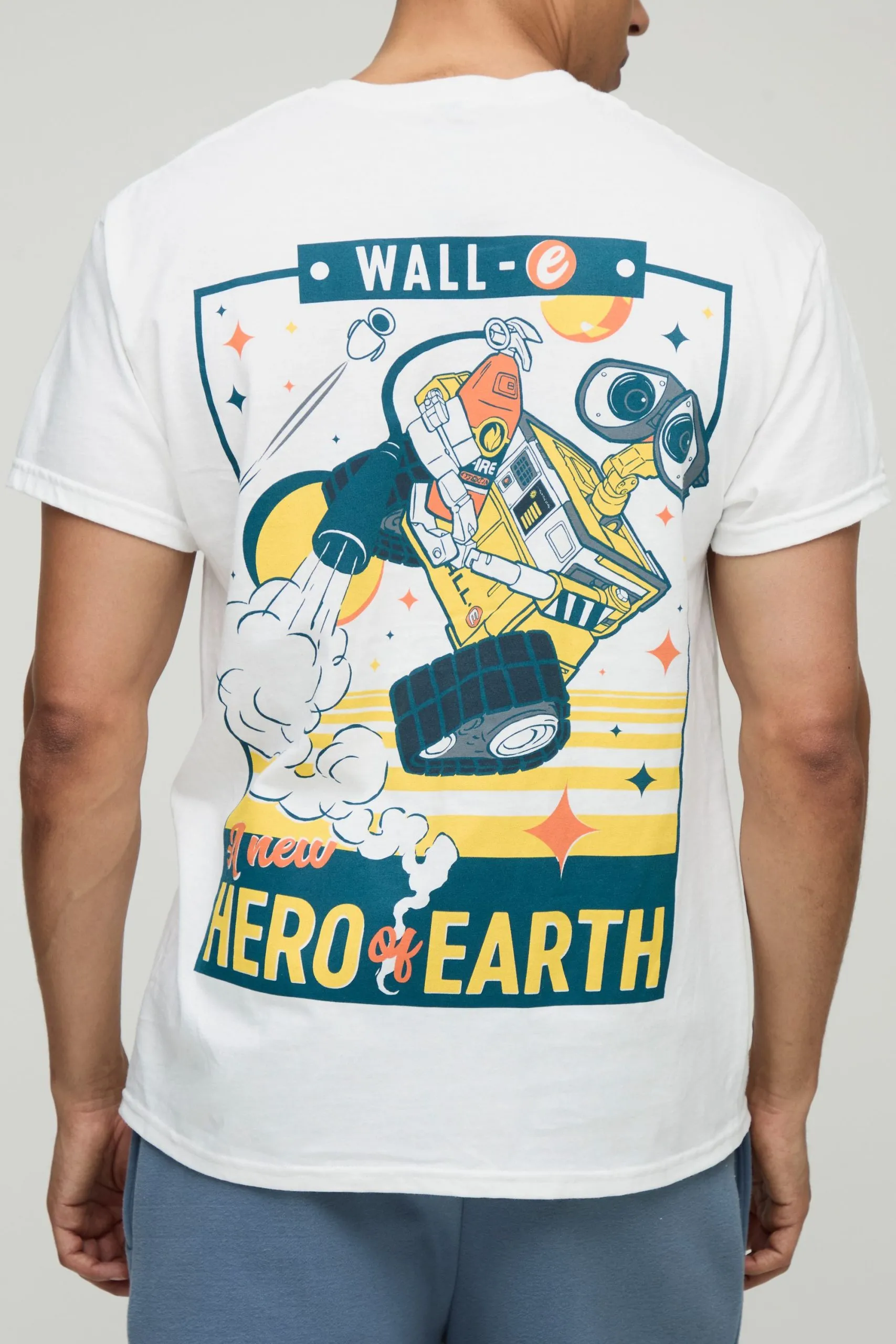 White Oversized Disney Wall-E License Printed T-Shirt