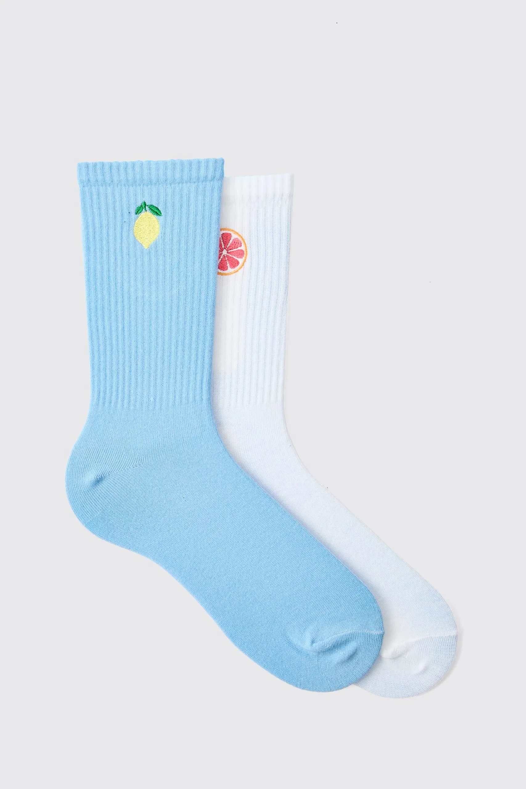 Multi 2 Pack Fruit Embroidered Sport Sock