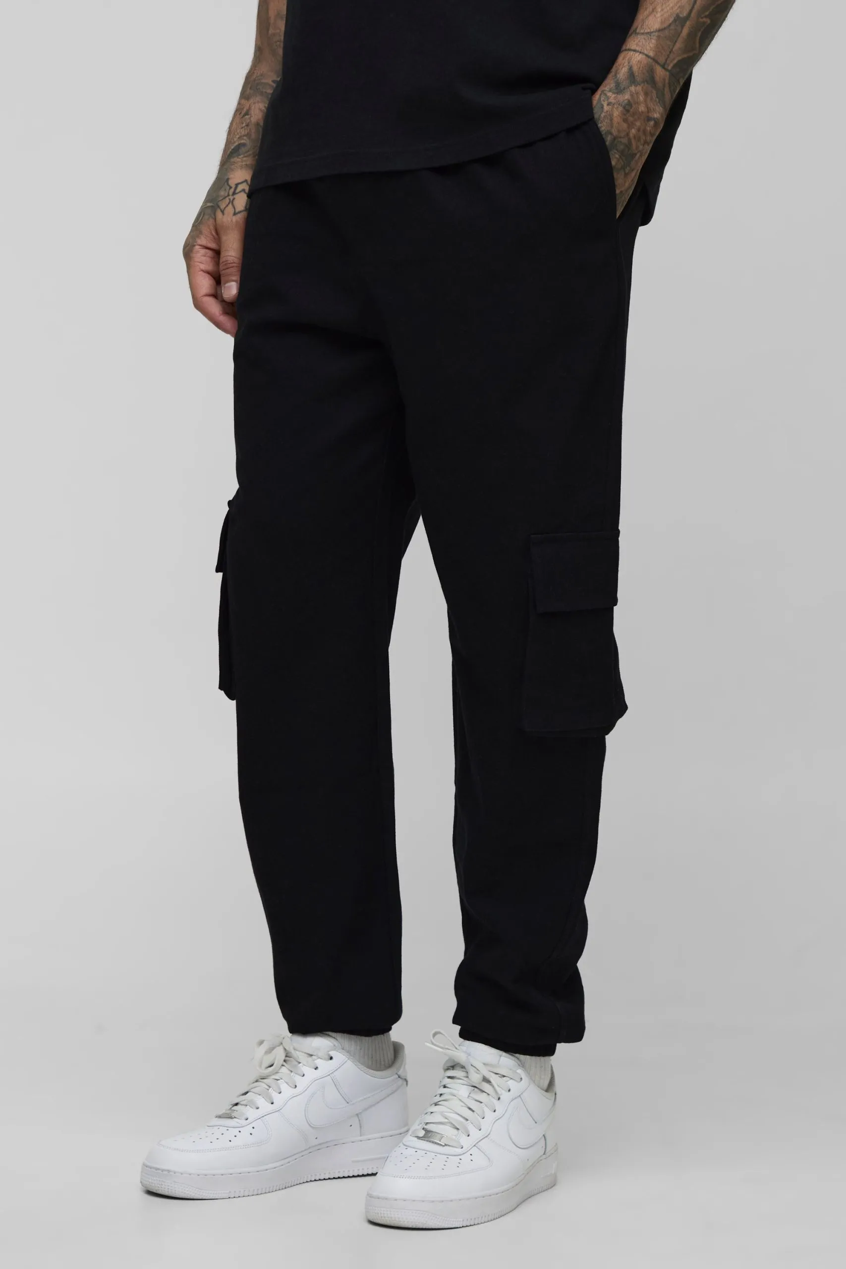 Tall Slim Fit Elasticated Waist Cuffed Cargo Trousers