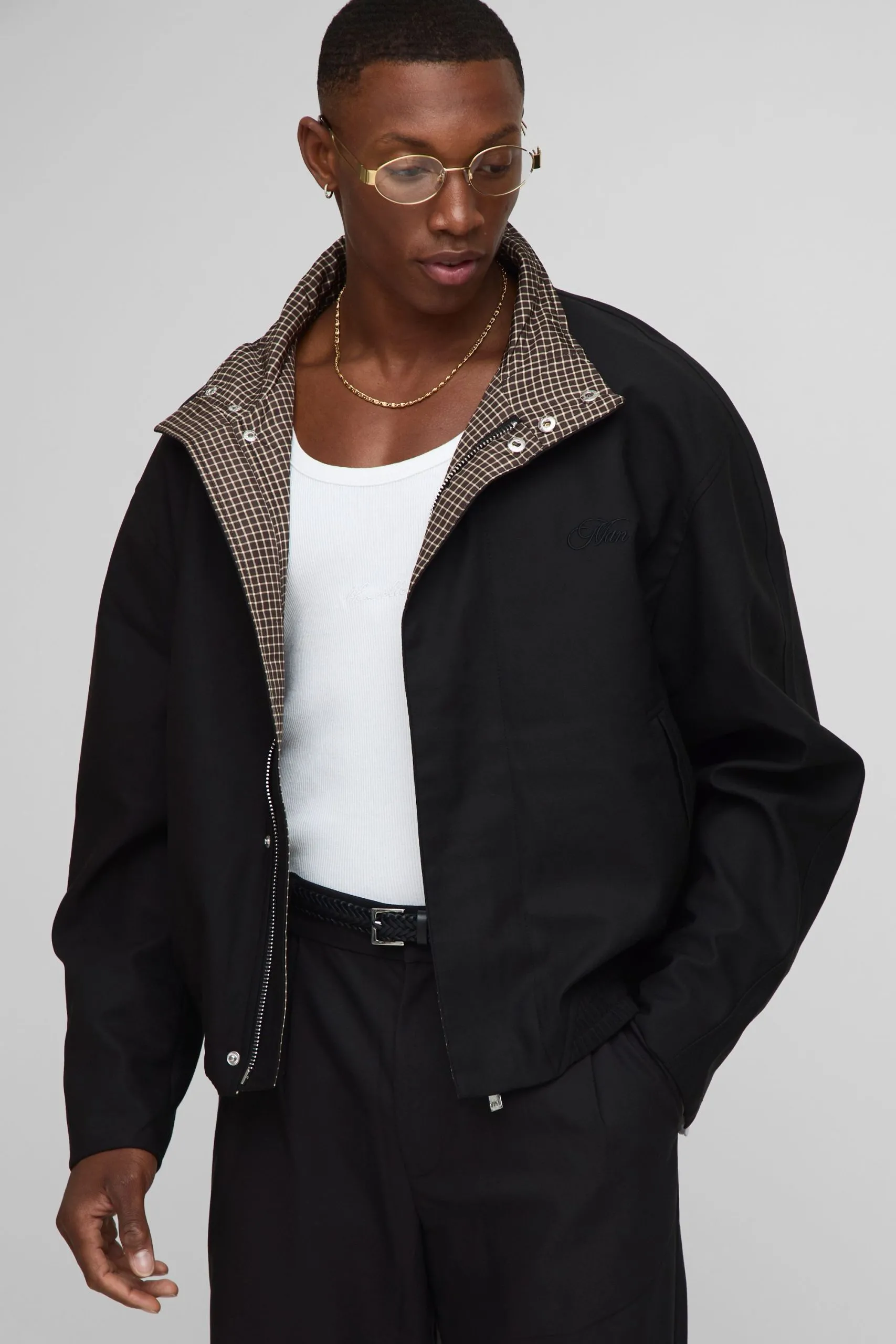 Regular Fit Embroidered Funnel Neck Track Jacket