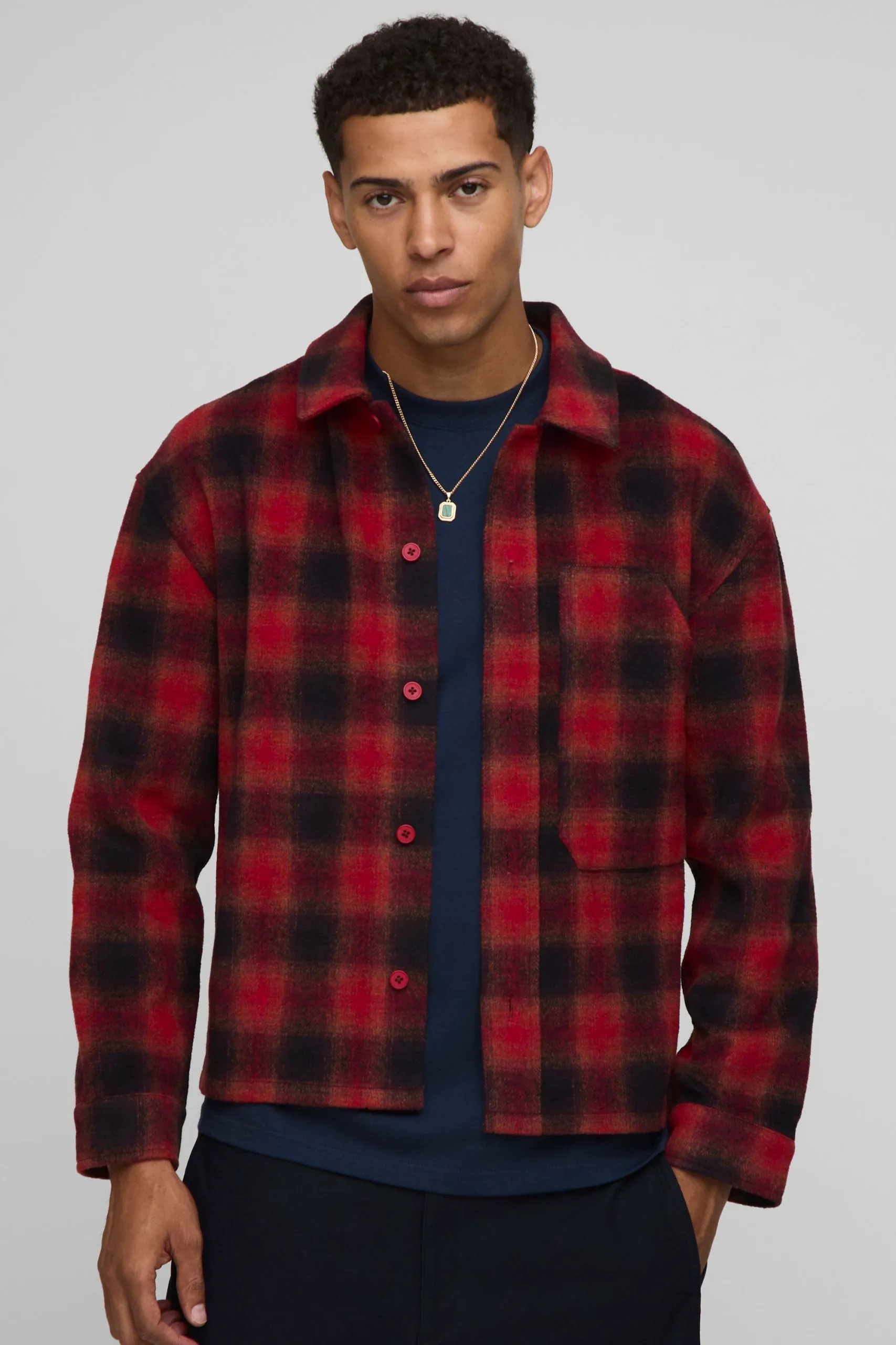 Regular Boxy Fit Heavyweight Check Overshirt