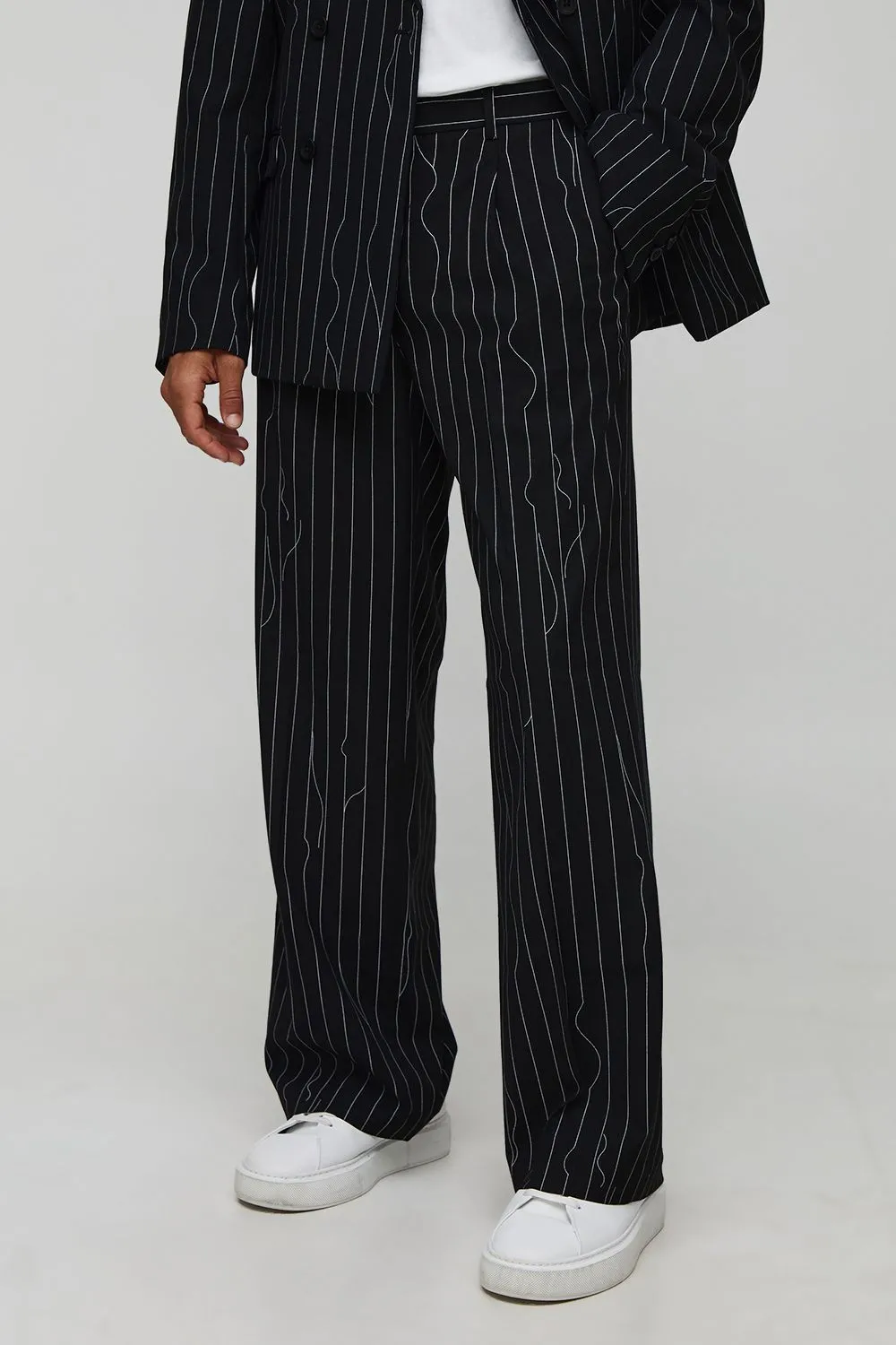 Wide Leg Warped Pinstripe Trouser