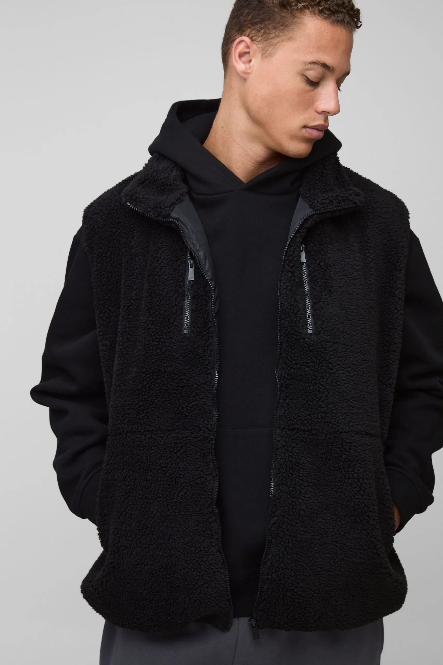 Tall Borg Zip Through Technical Gilet