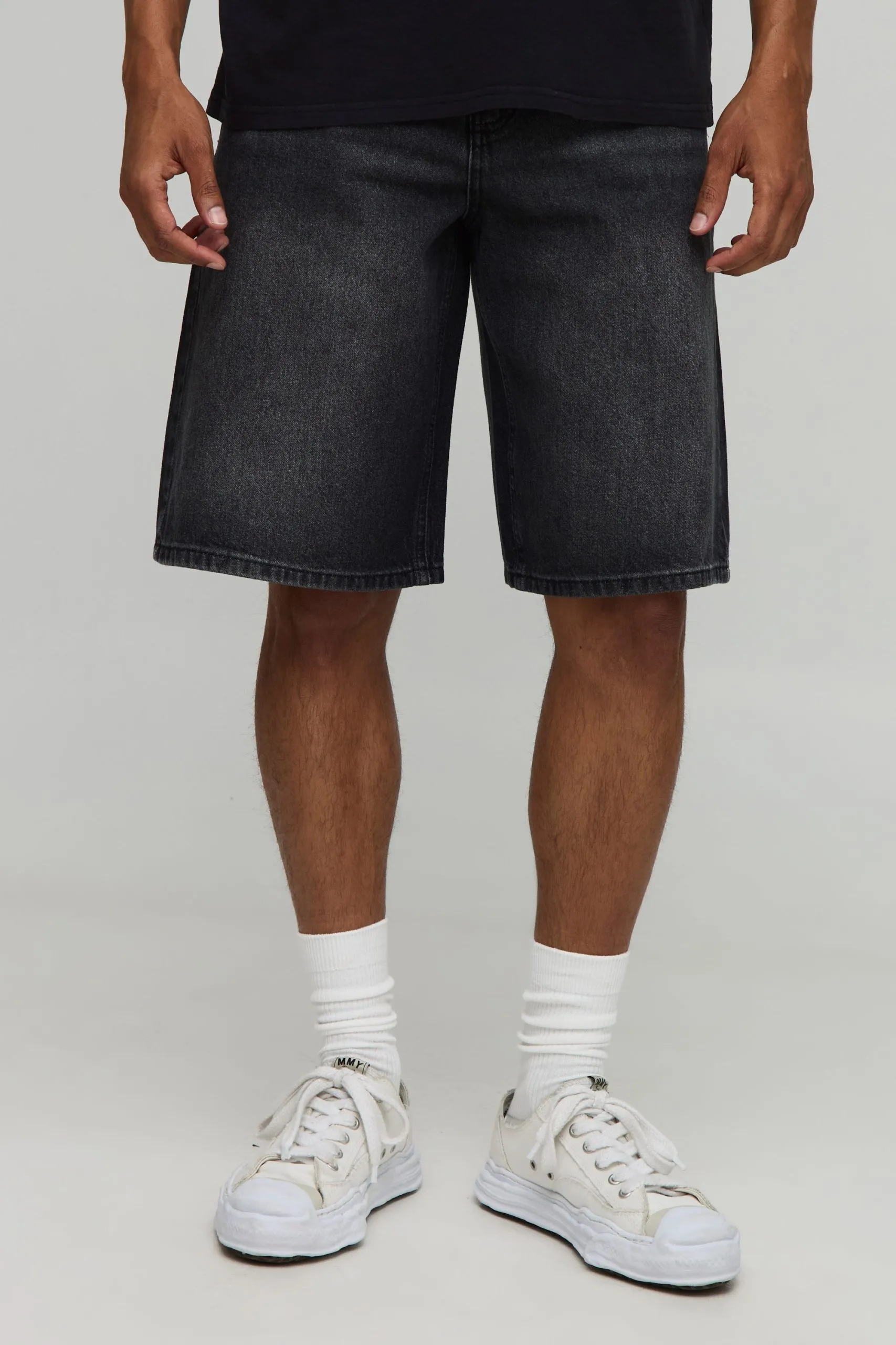 Baggy Fit Washed Denim Shorts