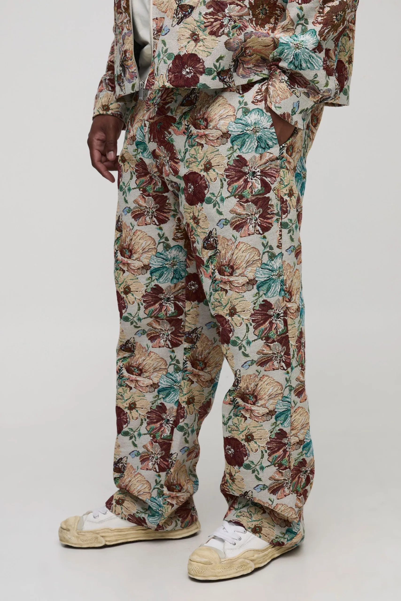 Plus Floral Tapestry Relaxed Fit Trousers