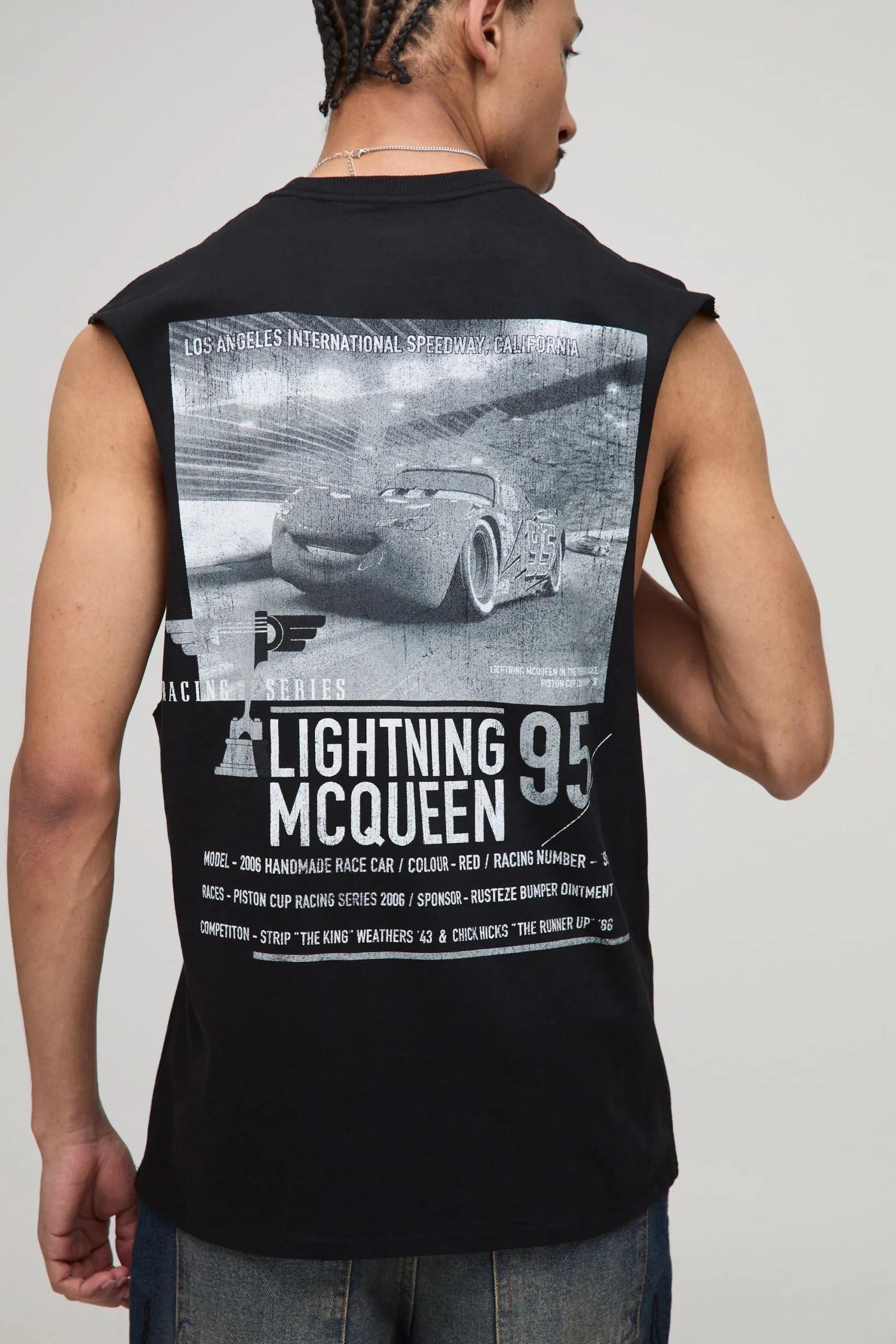 Black Regular Fit Drop Arm Hole Disney Cars License Tank