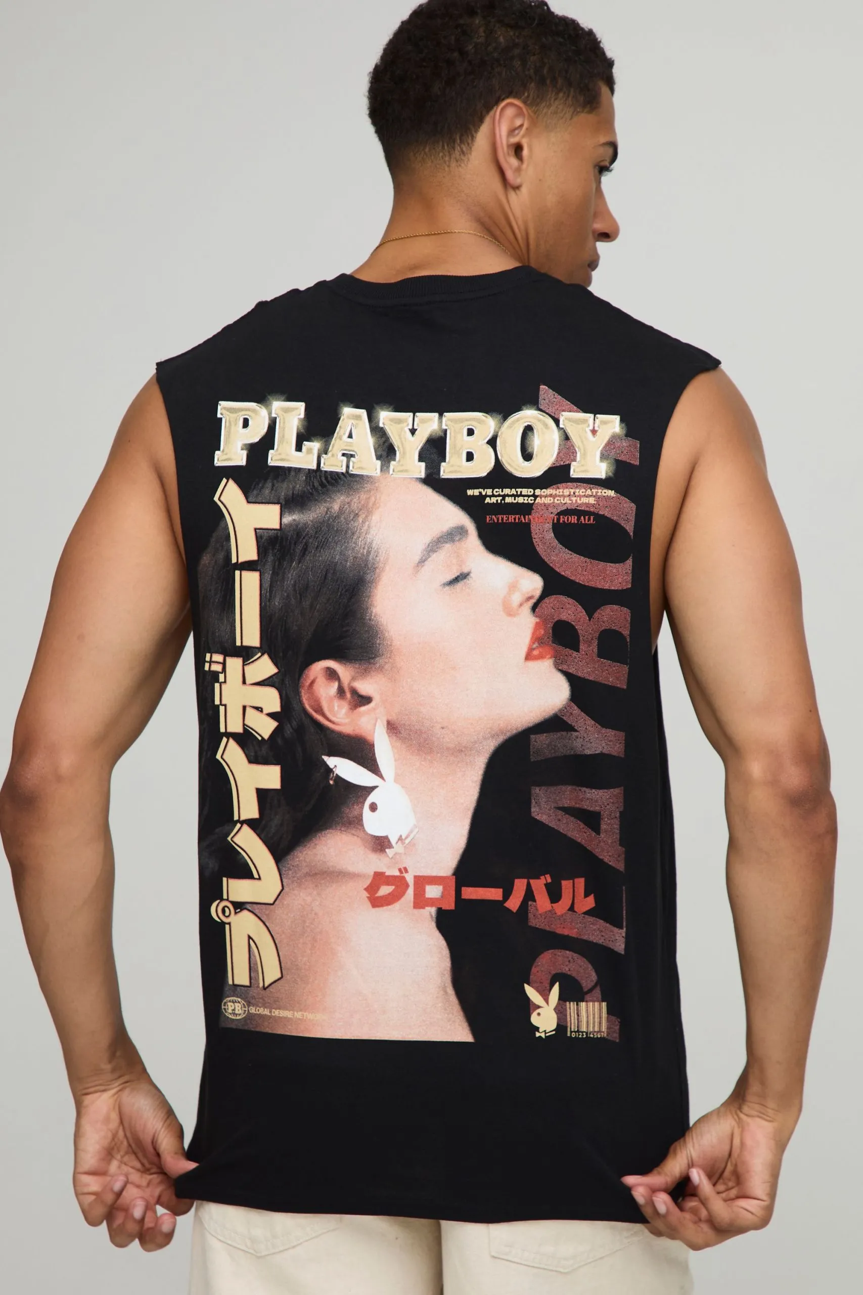 Black Regular Fit Playboy License Tank