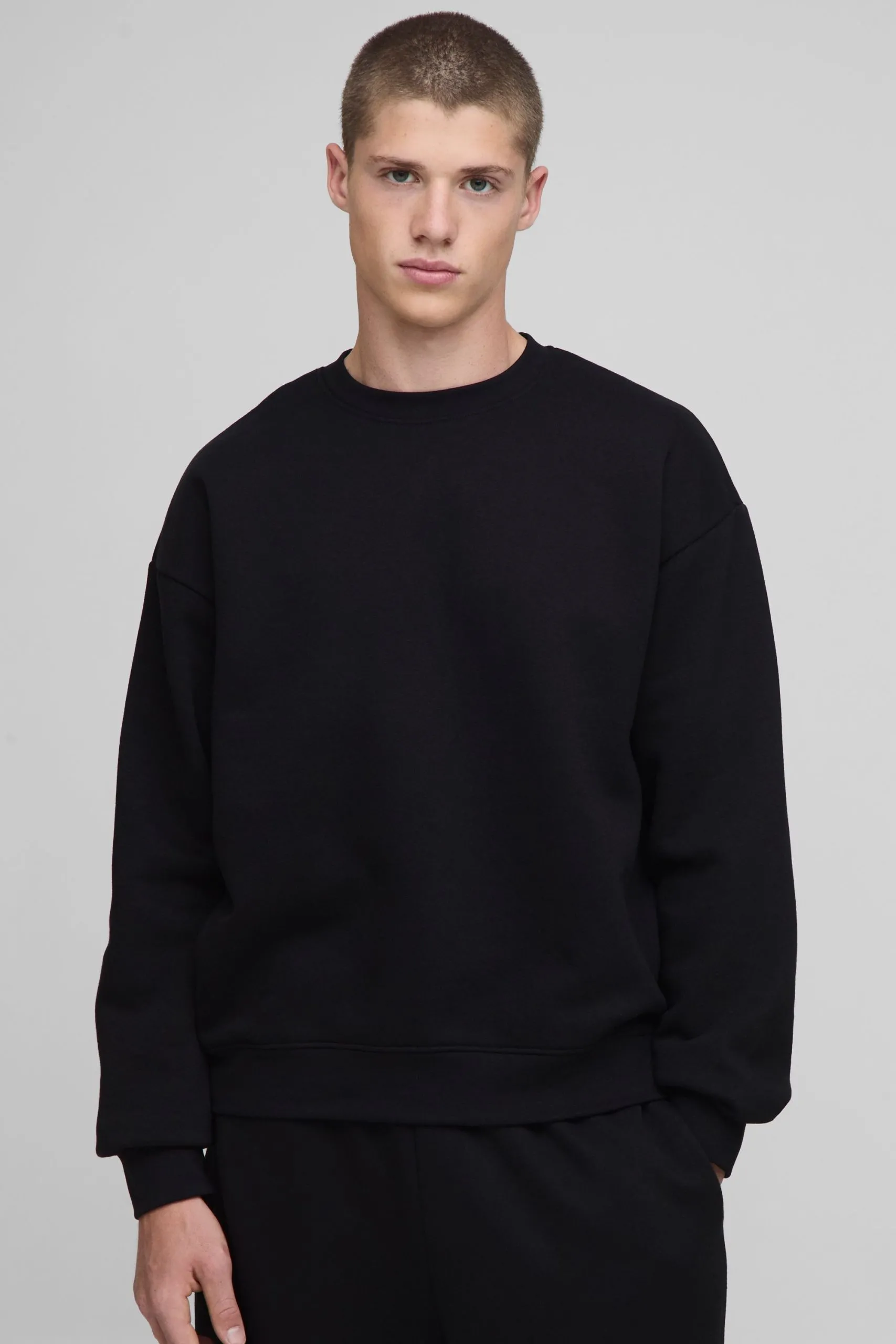 Basic Oversized Boxy Crew Neck Sweatshirt