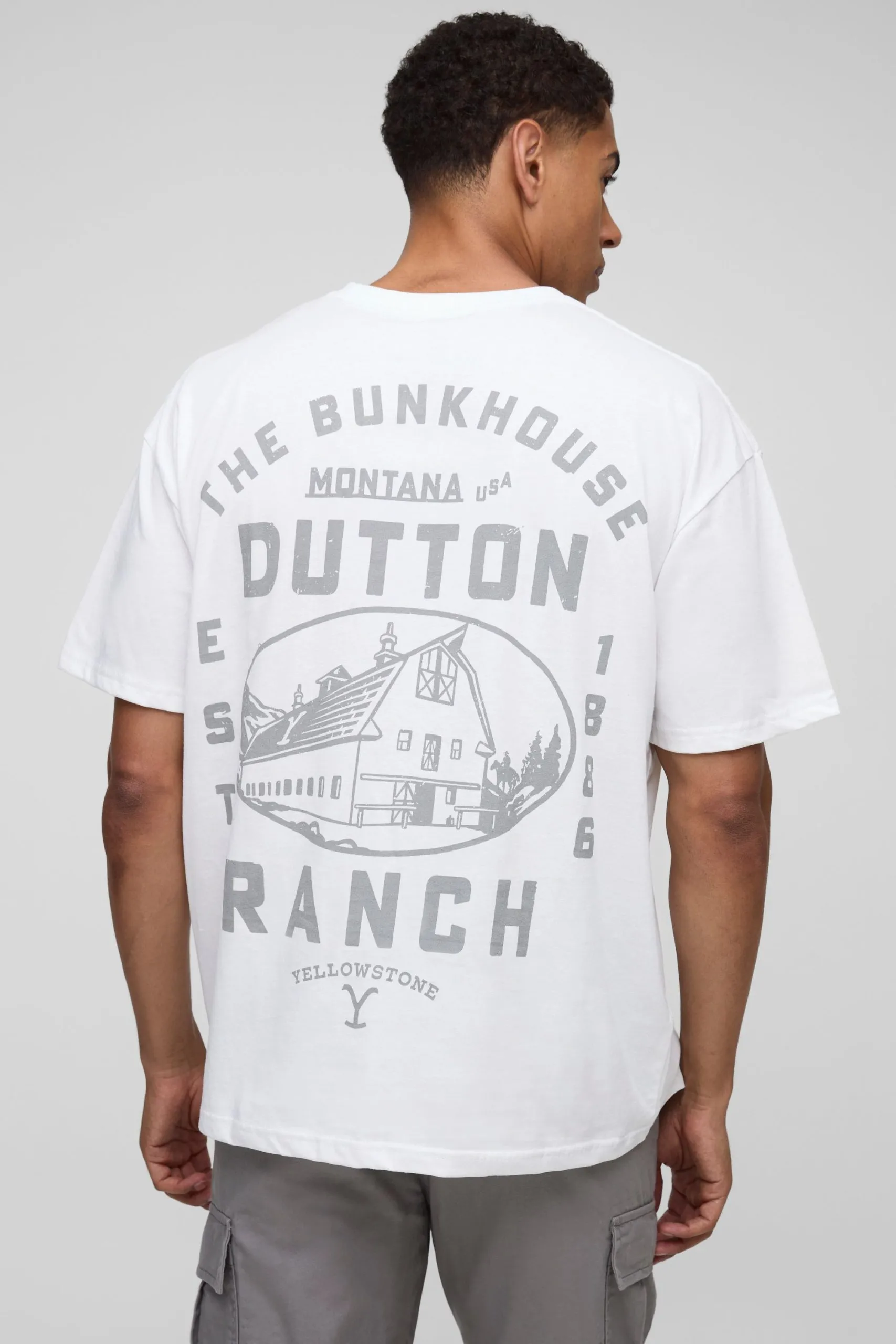 White Oversized Yellowstone License T-Shirt