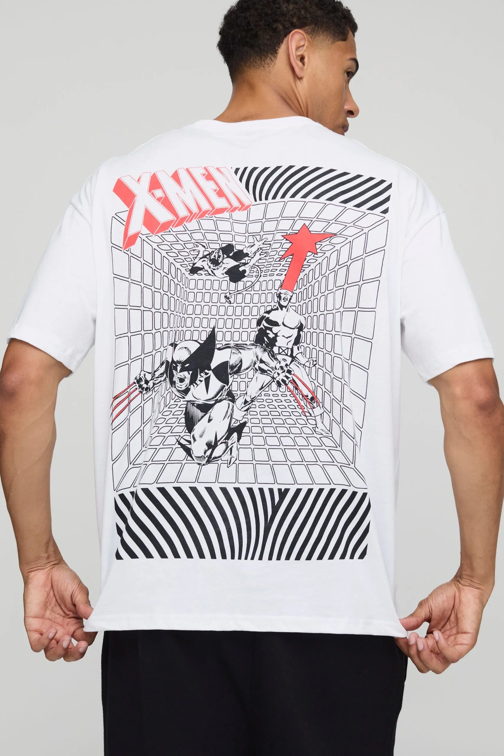 White Oversized Marvel X-Men License Printed T-Shirt