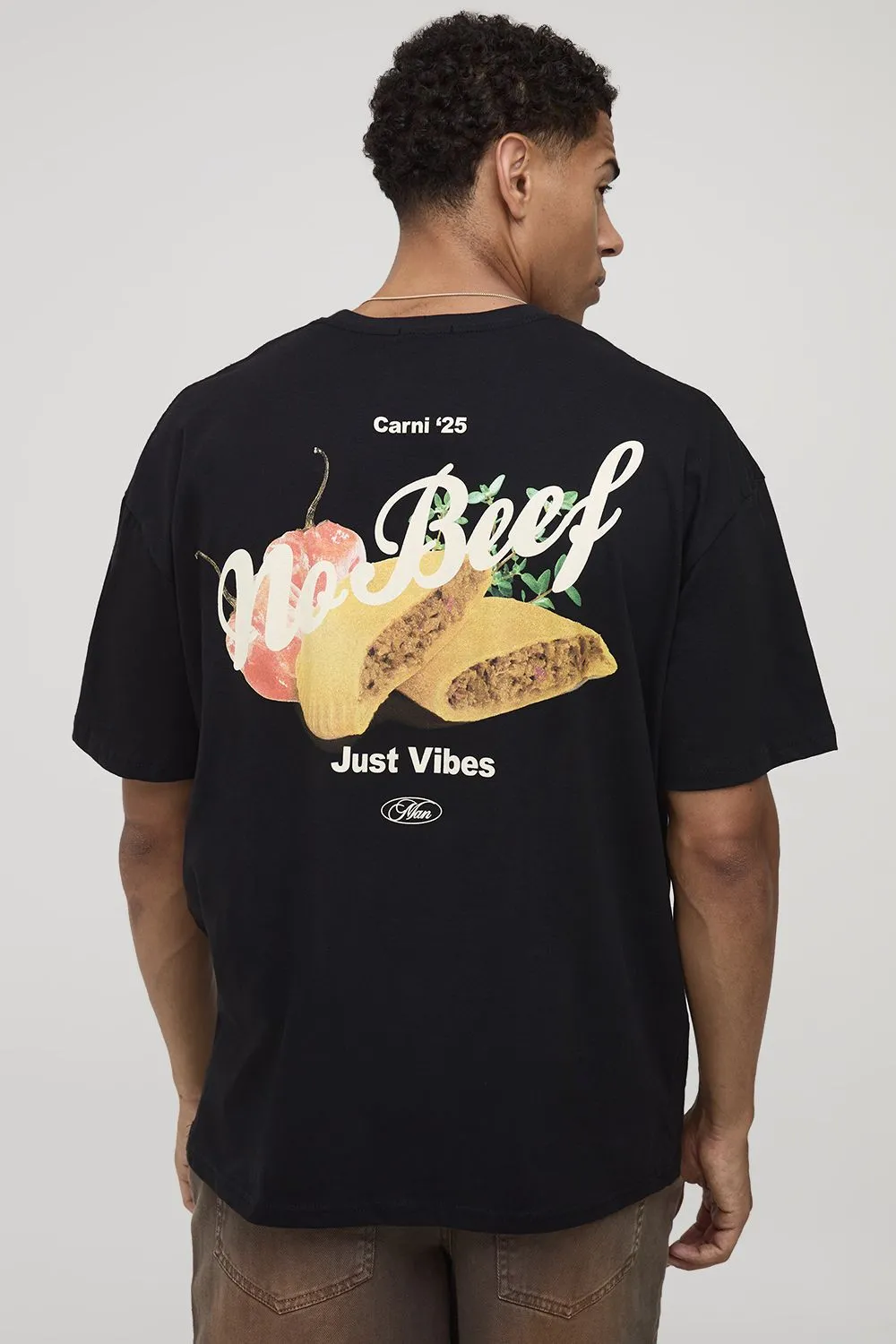 Black Oversized No Beef Just Vibes T-Shirt