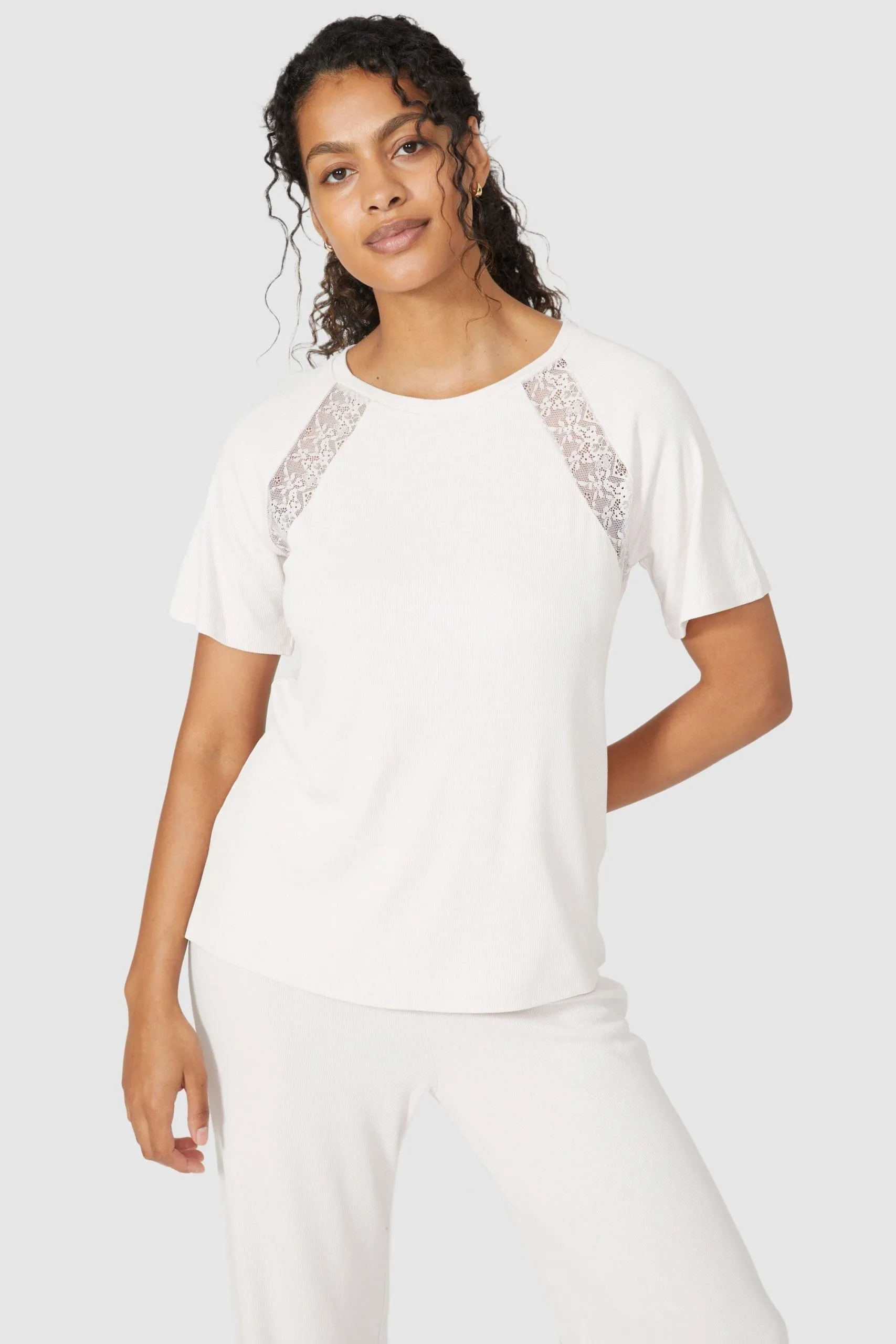 Milano Rib Tee With Lace