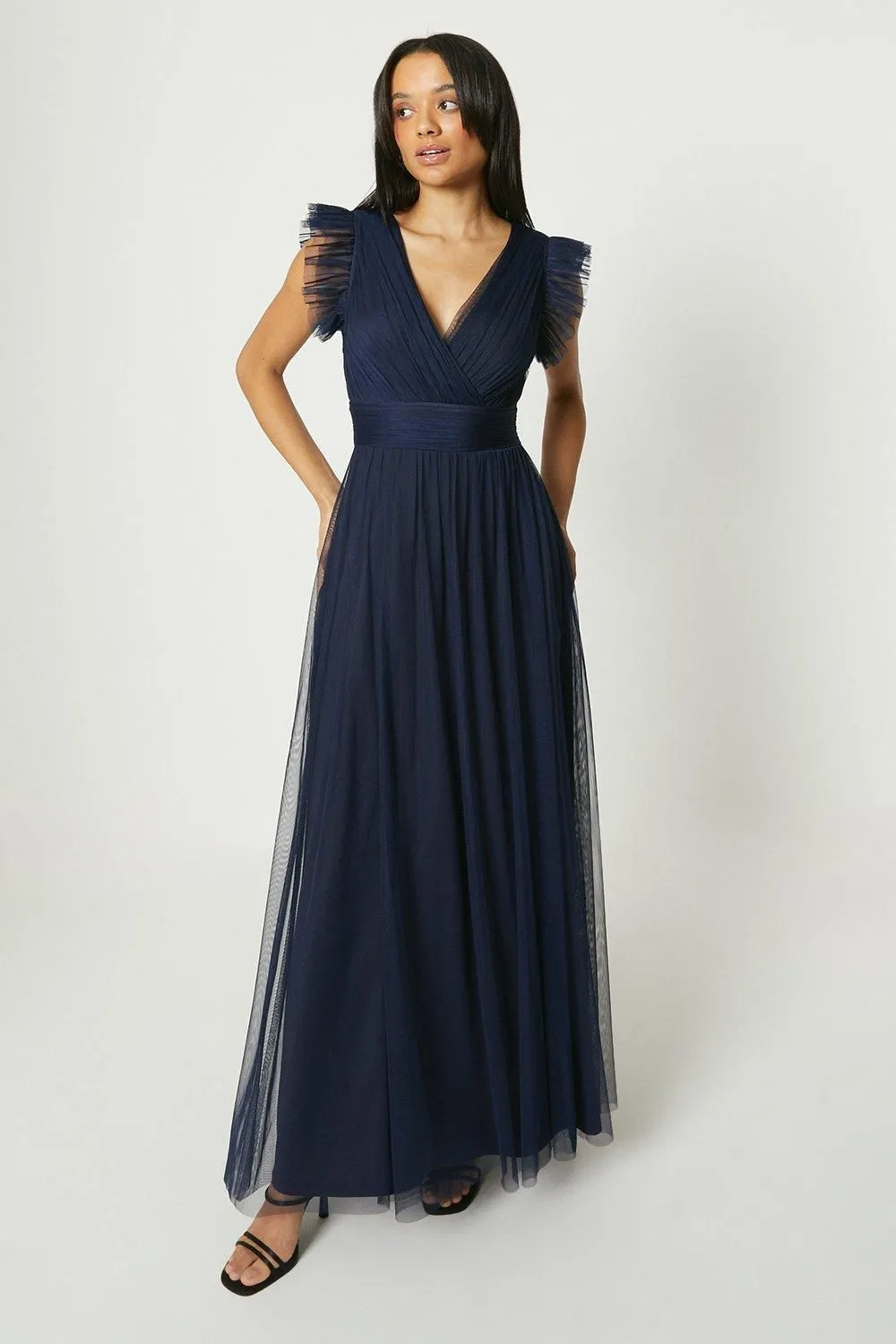 Debut London by Coast Wrap Front Mesh Bridesmaid Dress