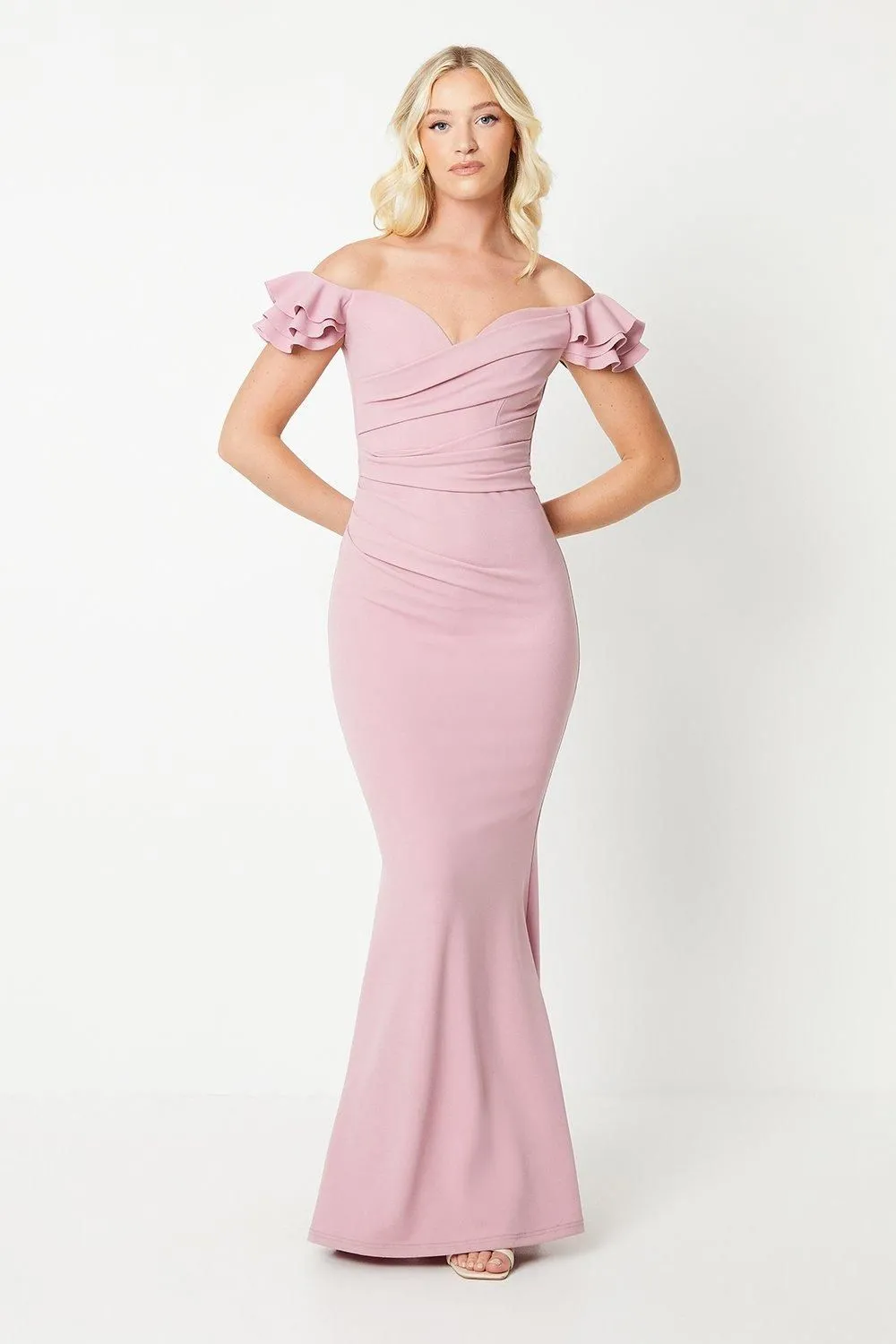 Debut London by Coast Bardot Rose Detail Stretch Crepe Bridesmaids Dress